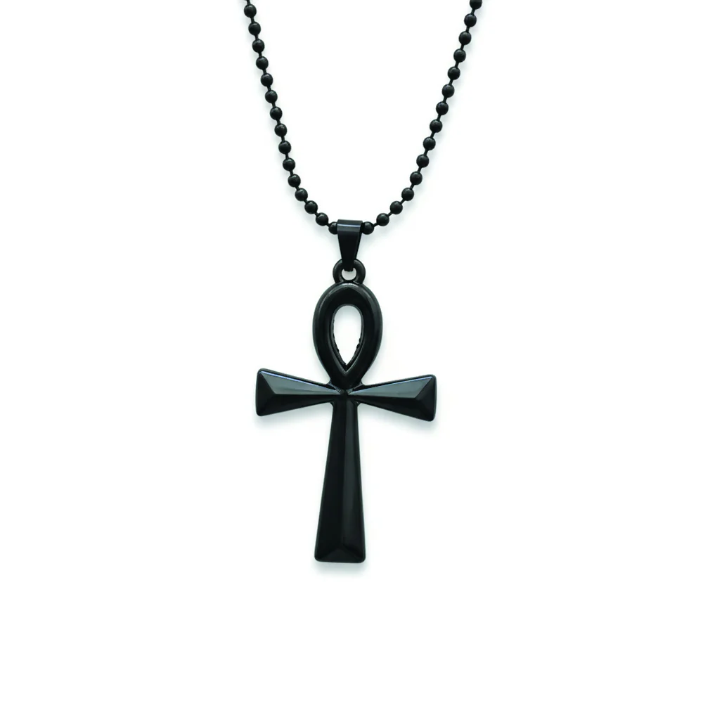Egyptian Ankh Symbol Black Pendant Necklace for Men's - Image 4