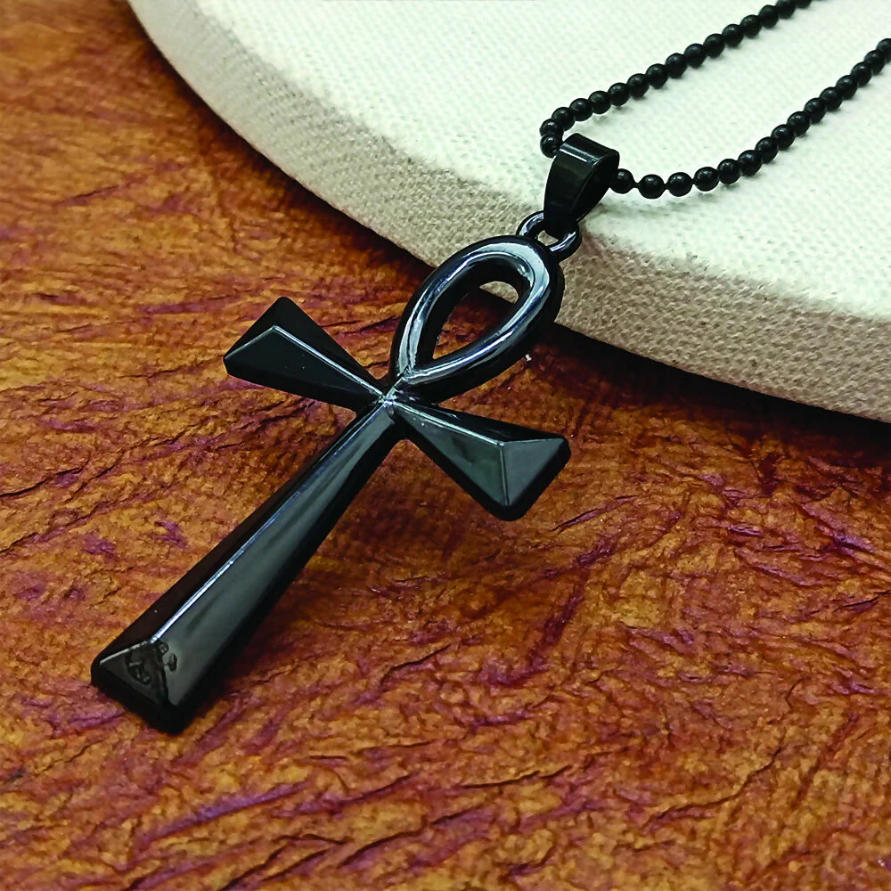 Egyptian Ankh Symbol Black Pendant Necklace for Men's - Image 5