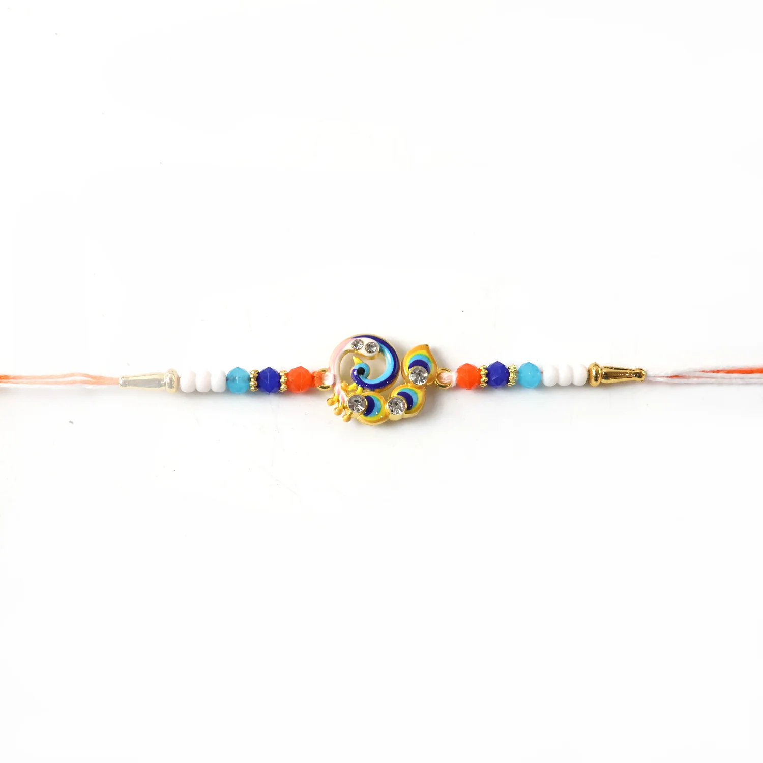 Designer Peacock Theme Rakhi with Colorful Beads (1 Pc) - Image 6
