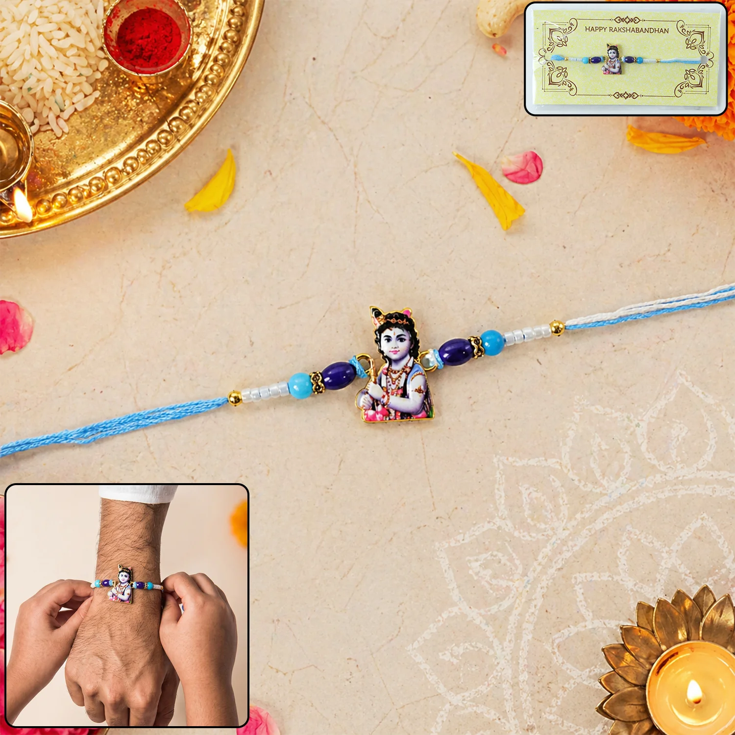 Spiritual Lord Krishna Designer Rakhi (1 Pc) - Image 2