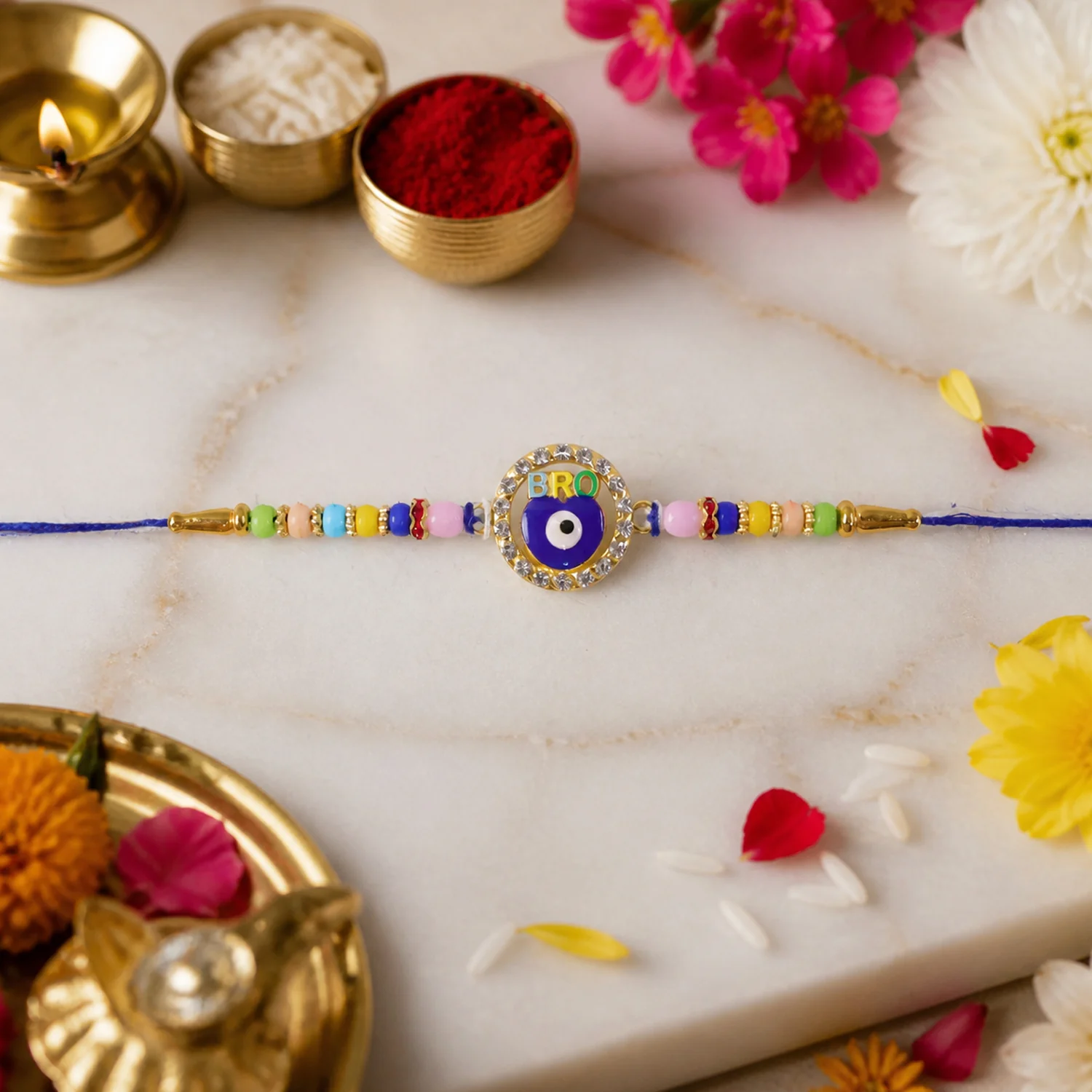 Premium Designer Bro Rakhi with Evil Eye Charm (1 Pc) - Image 3