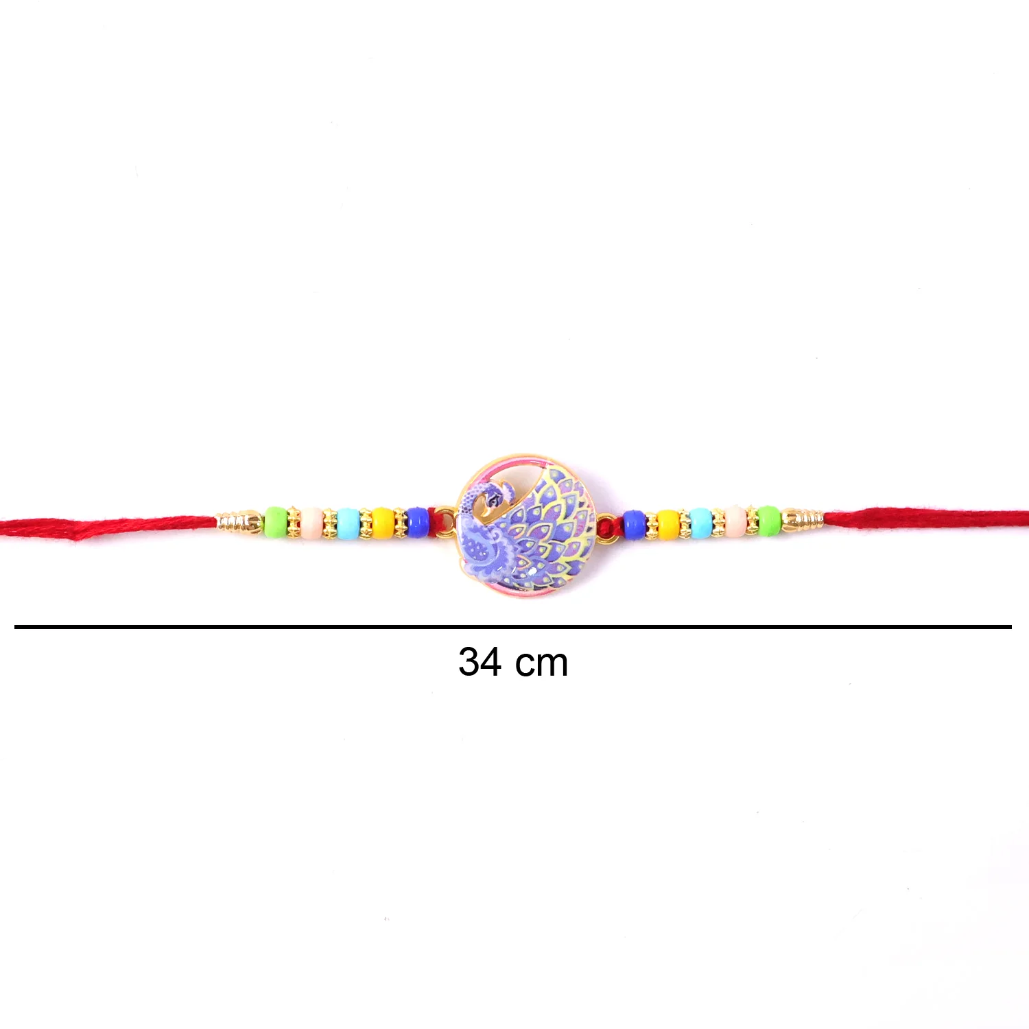 Elegant Peacock Design Rakhi with Multicolor Beads (1 Pc) - Image 7