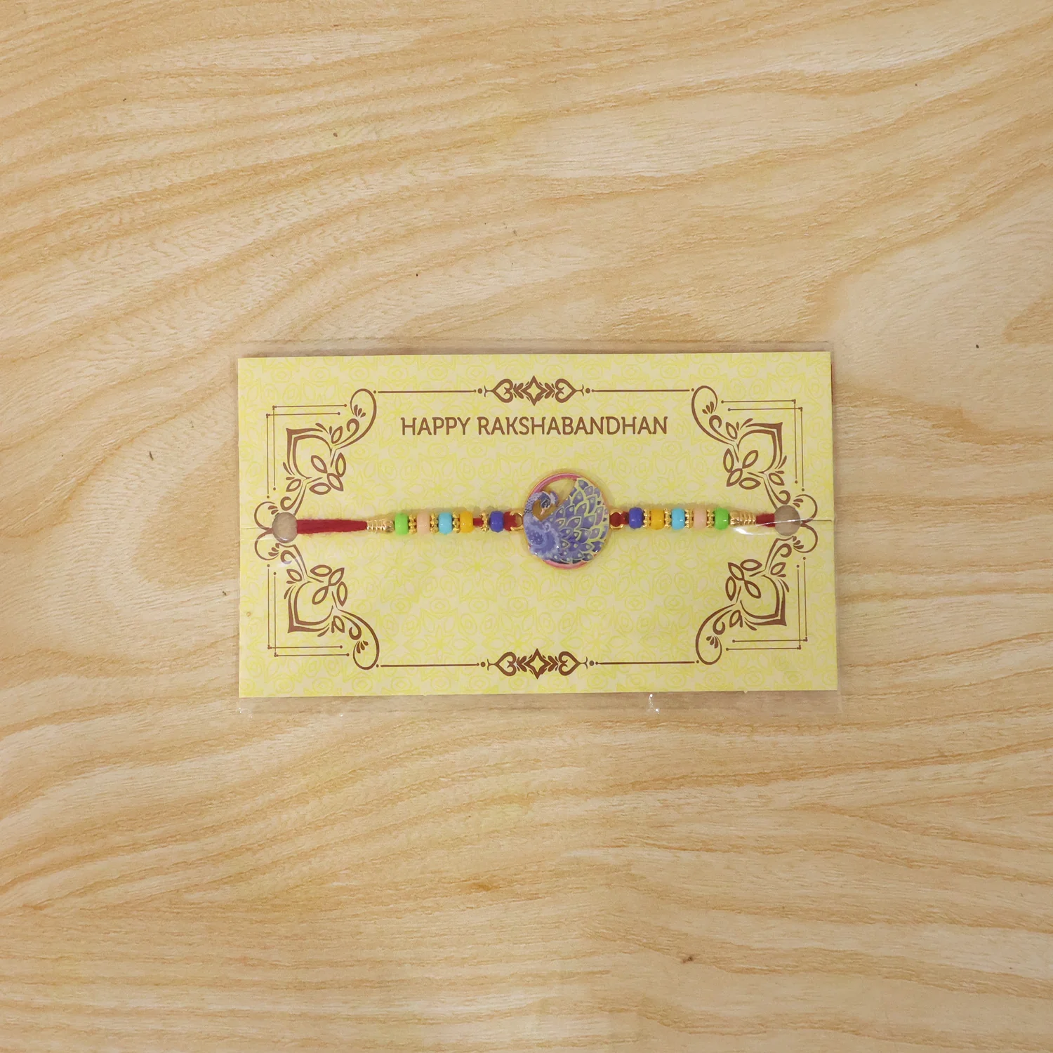 Elegant Peacock Design Rakhi with Multicolor Beads (1 Pc) - Image 8