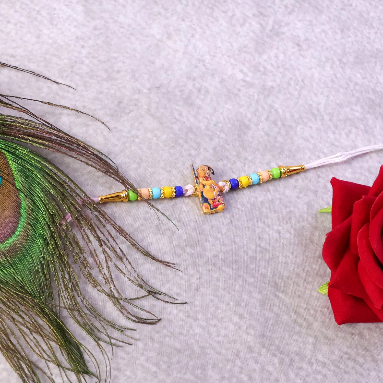 Hanuman Ji Designer Rakhi with Beads Thread (1 Pc) - Image 4