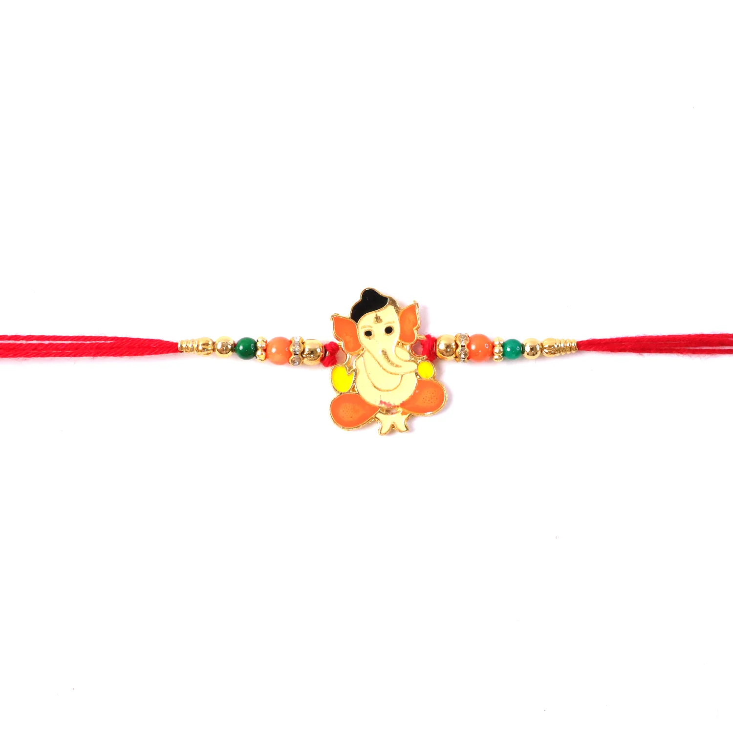 Lord Ganesha Designer Rakhi with Multicolor Beads Thread 1 Pc - Image 6