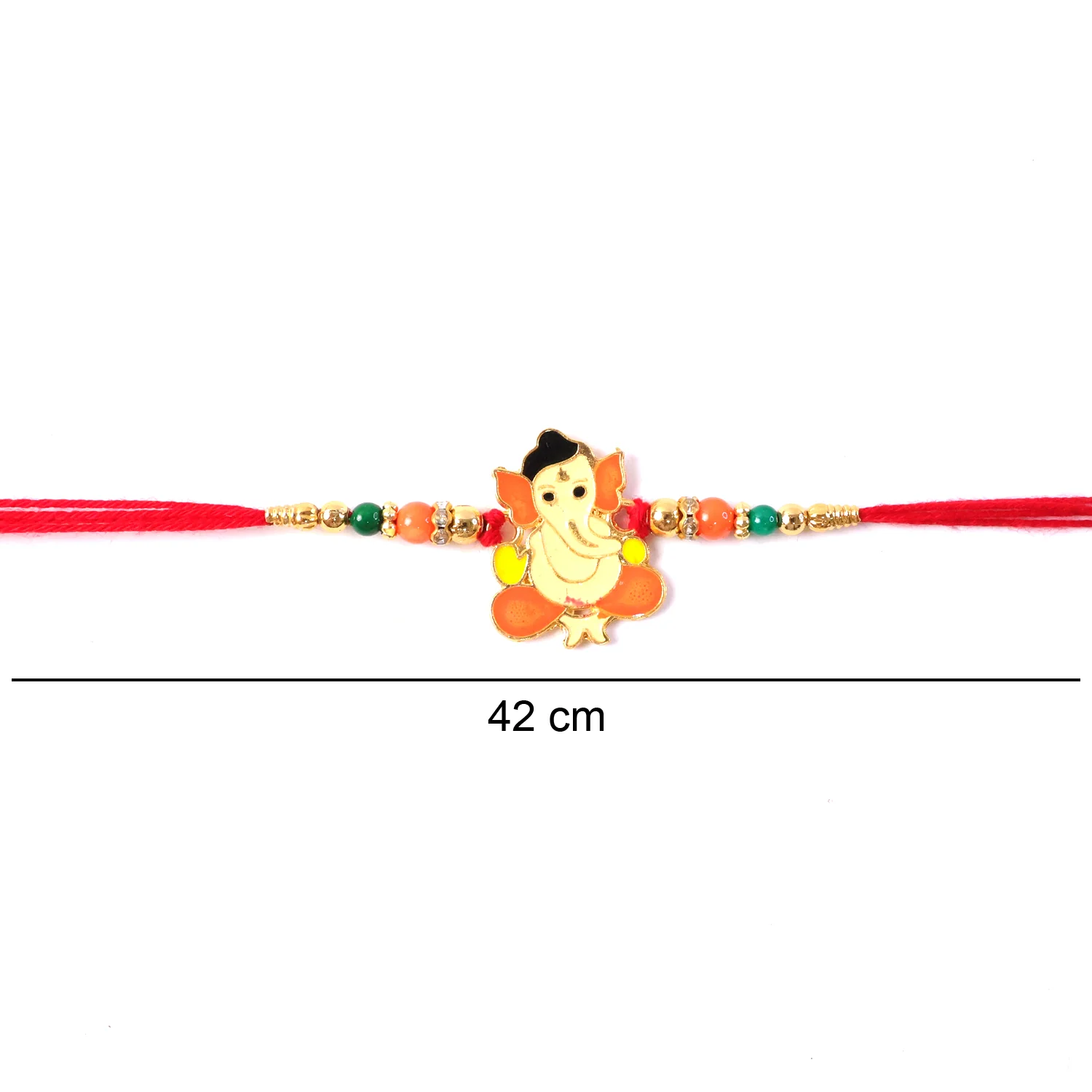 Lord Ganesha Designer Rakhi with Multicolor Beads Thread 1 Pc - Image 7