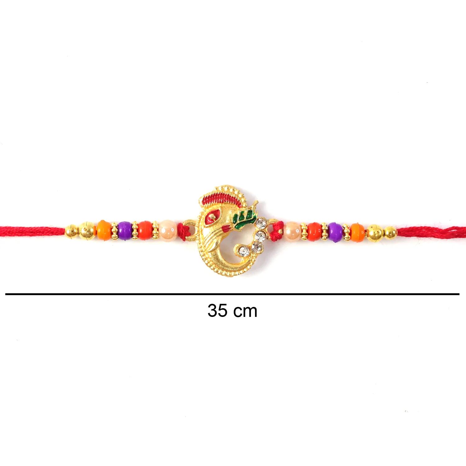 Traditional Ganesh Rakhi with Beads Thread Raksha Bandhan 1  (1 Pc) - Image 7
