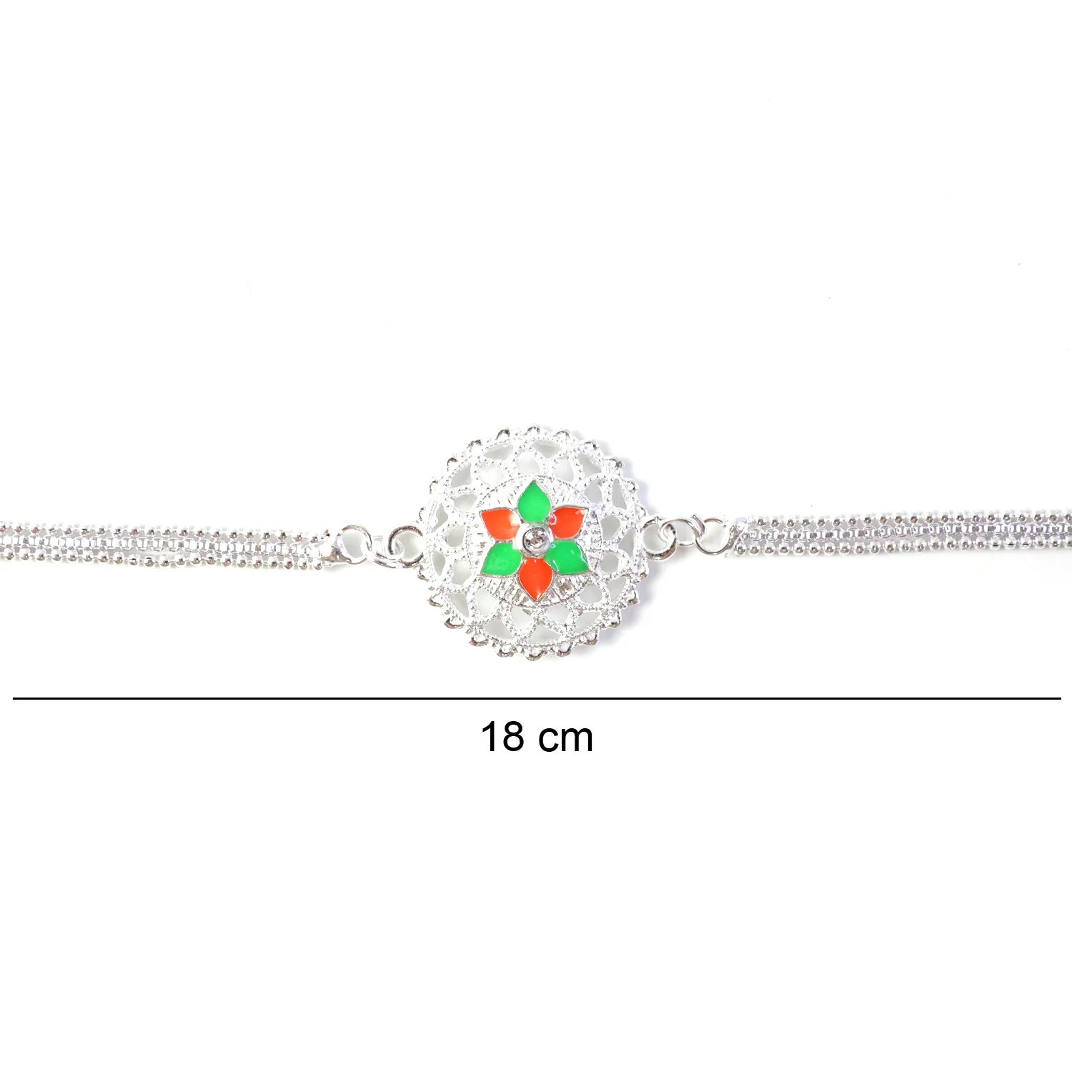 Silver Floral Designer Rakhi Bracelet for Raksha Bandhan (1 Pc) - Image 7