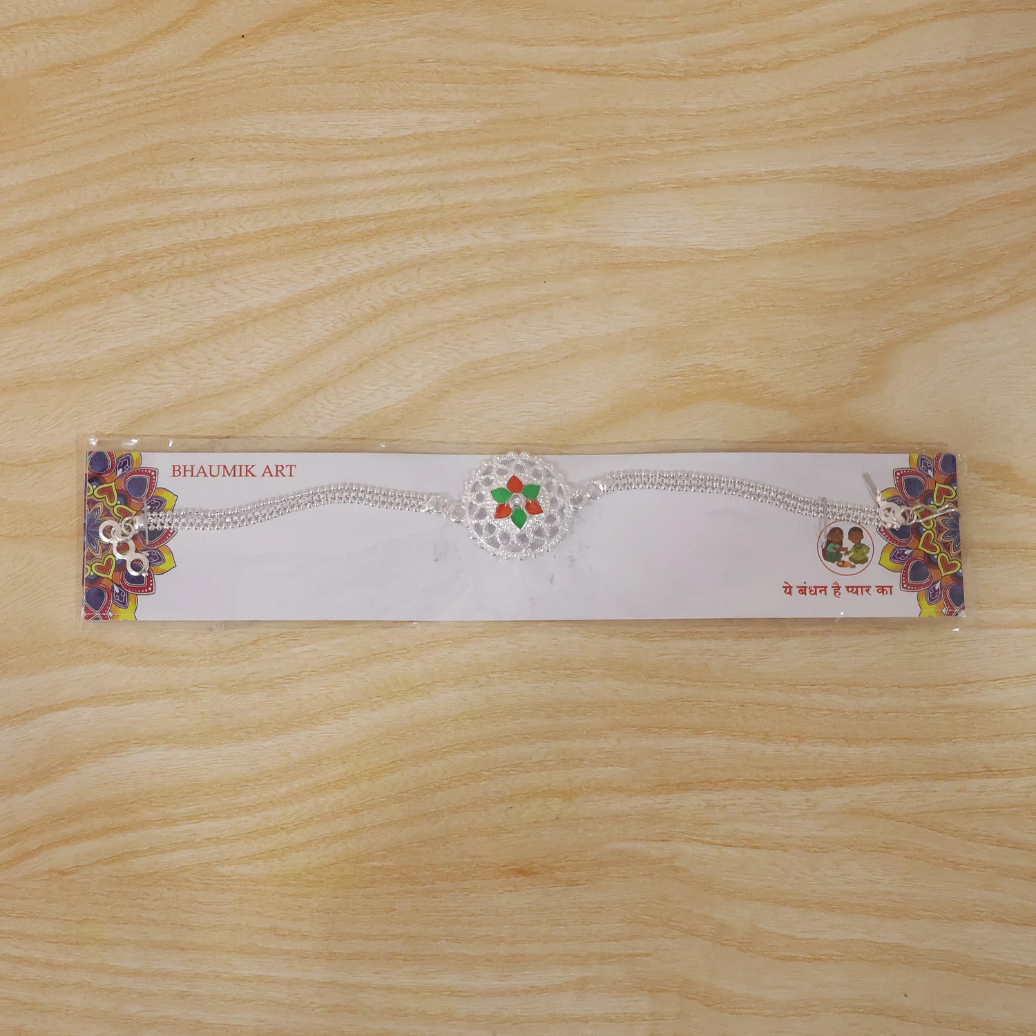 Silver Floral Designer Rakhi Bracelet for Raksha Bandhan (1 Pc) - Image 8
