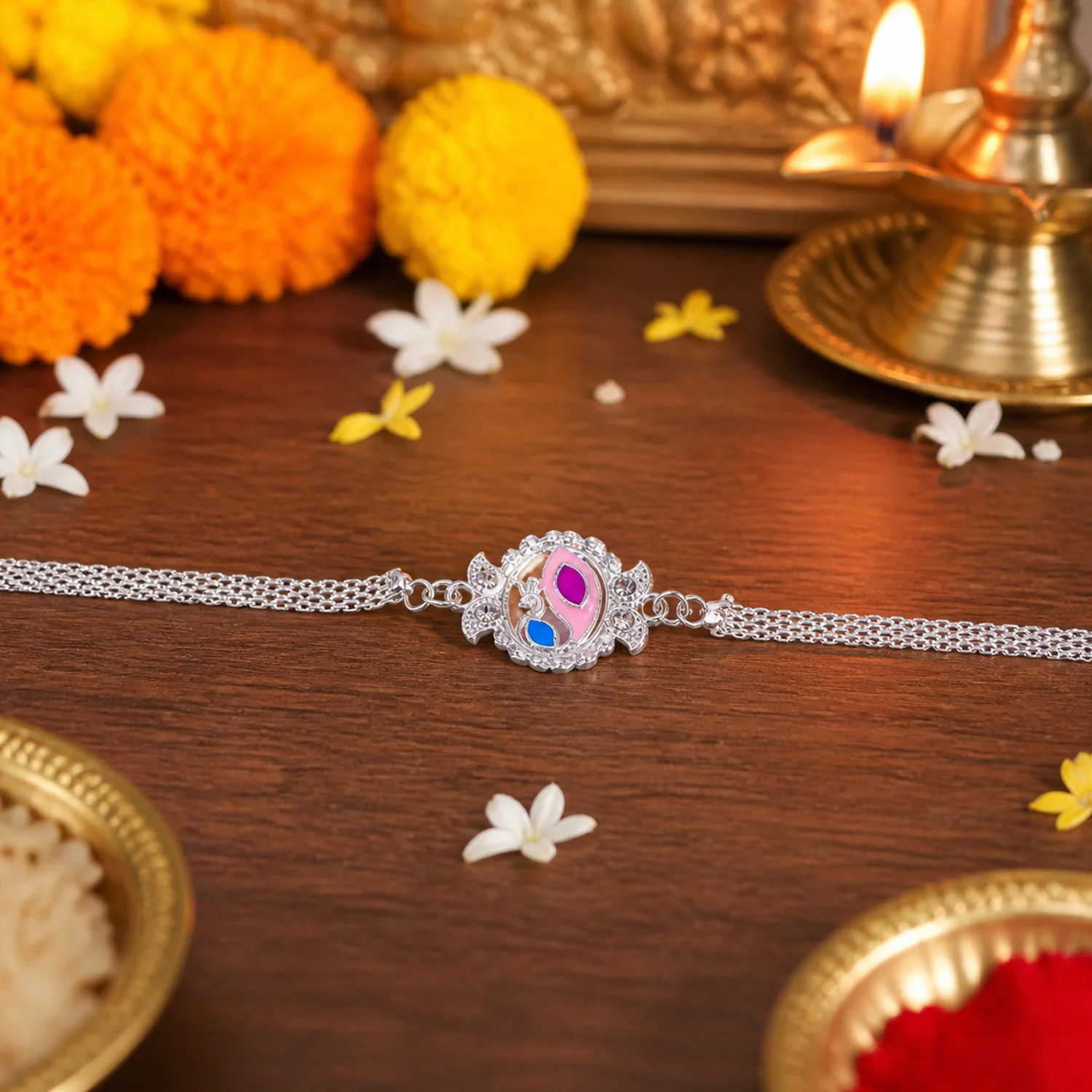 Stylish Peacock Design Rakhi Bracelet for Raksha Bandhan (1 Pc) - Image 3