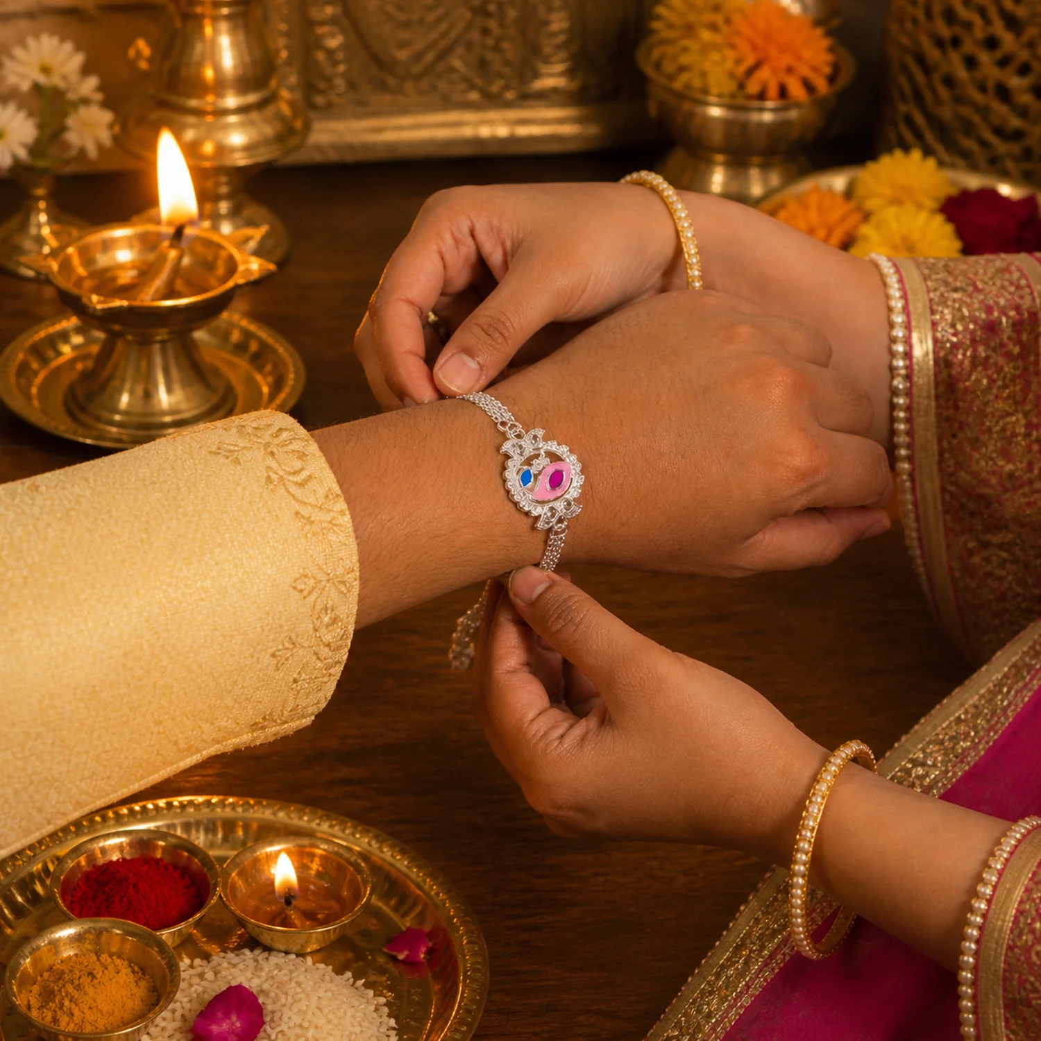 Stylish Peacock Design Rakhi Bracelet for Raksha Bandhan (1 Pc) - Image 4