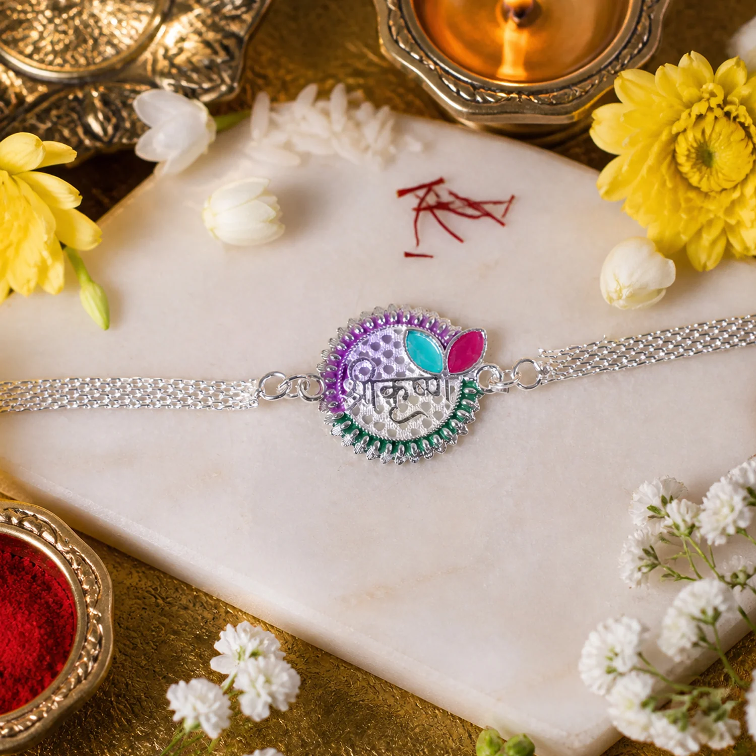 Elegant Shree Krishna Design Rakhi Bracelet for Raksha Bandhan (1 Pc) - Image 3