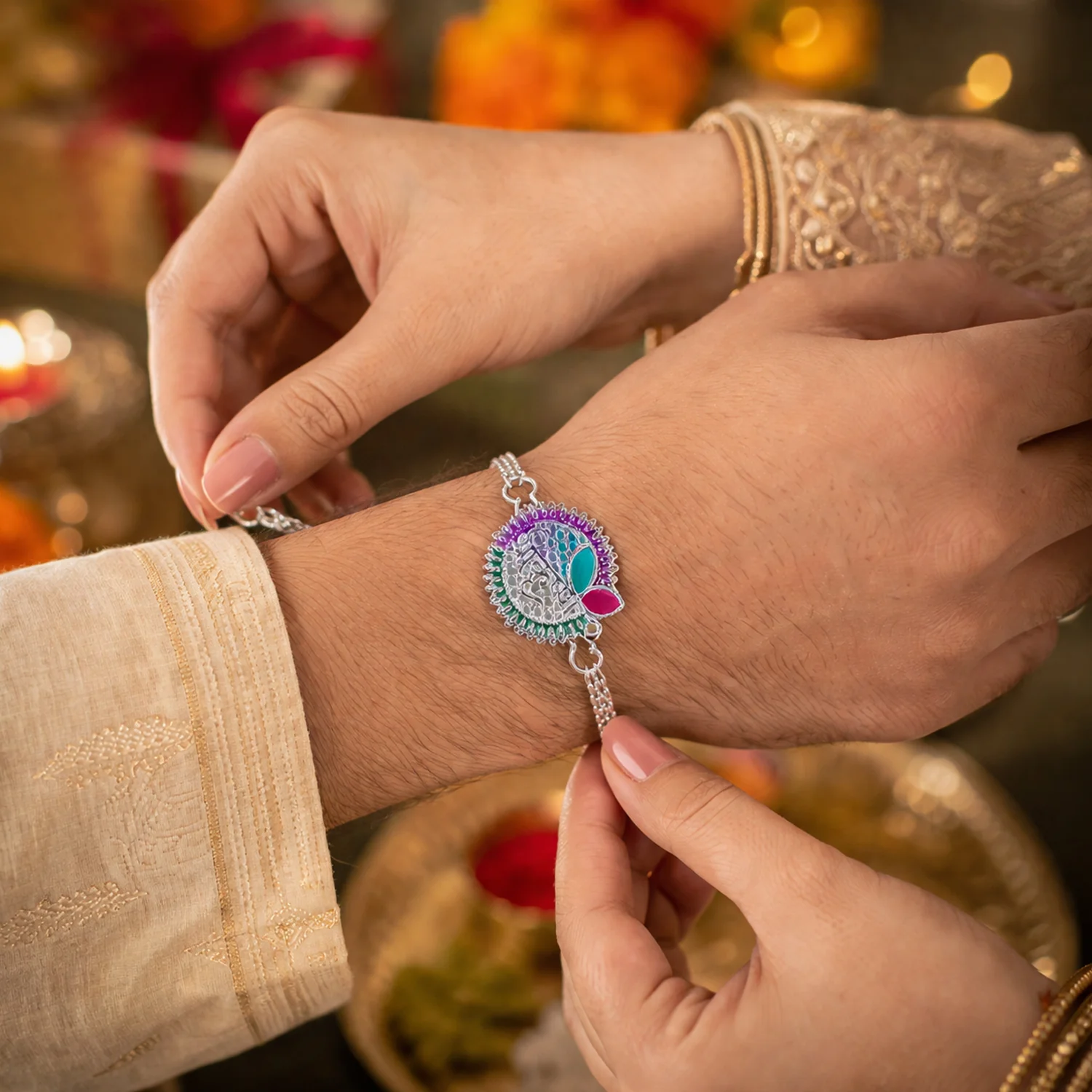 Elegant Shree Krishna Design Rakhi Bracelet for Raksha Bandhan (1 Pc) - Image 4