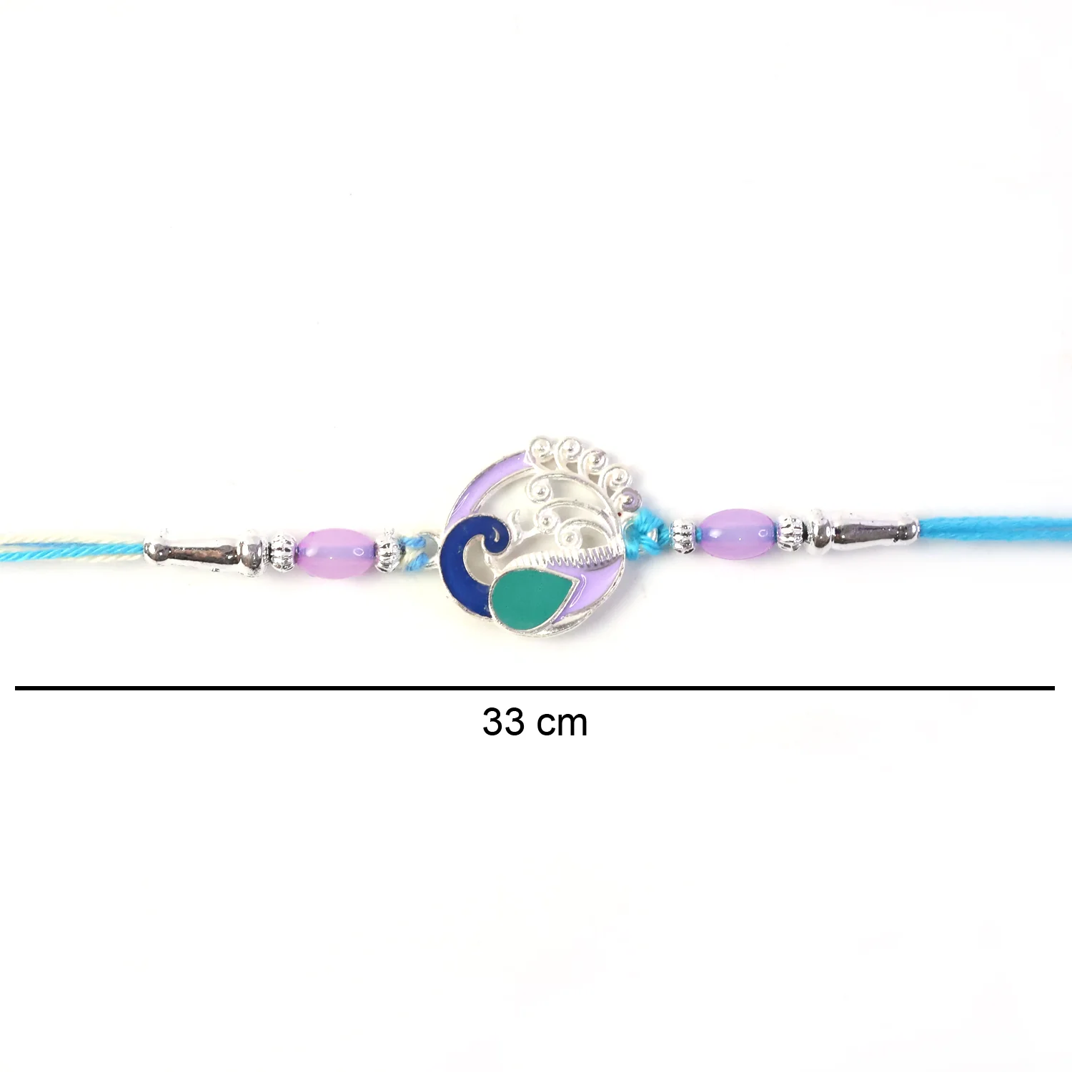 Designer Peacock Motif Rakhi with Beads and Thread (1 Pc) - Image 5