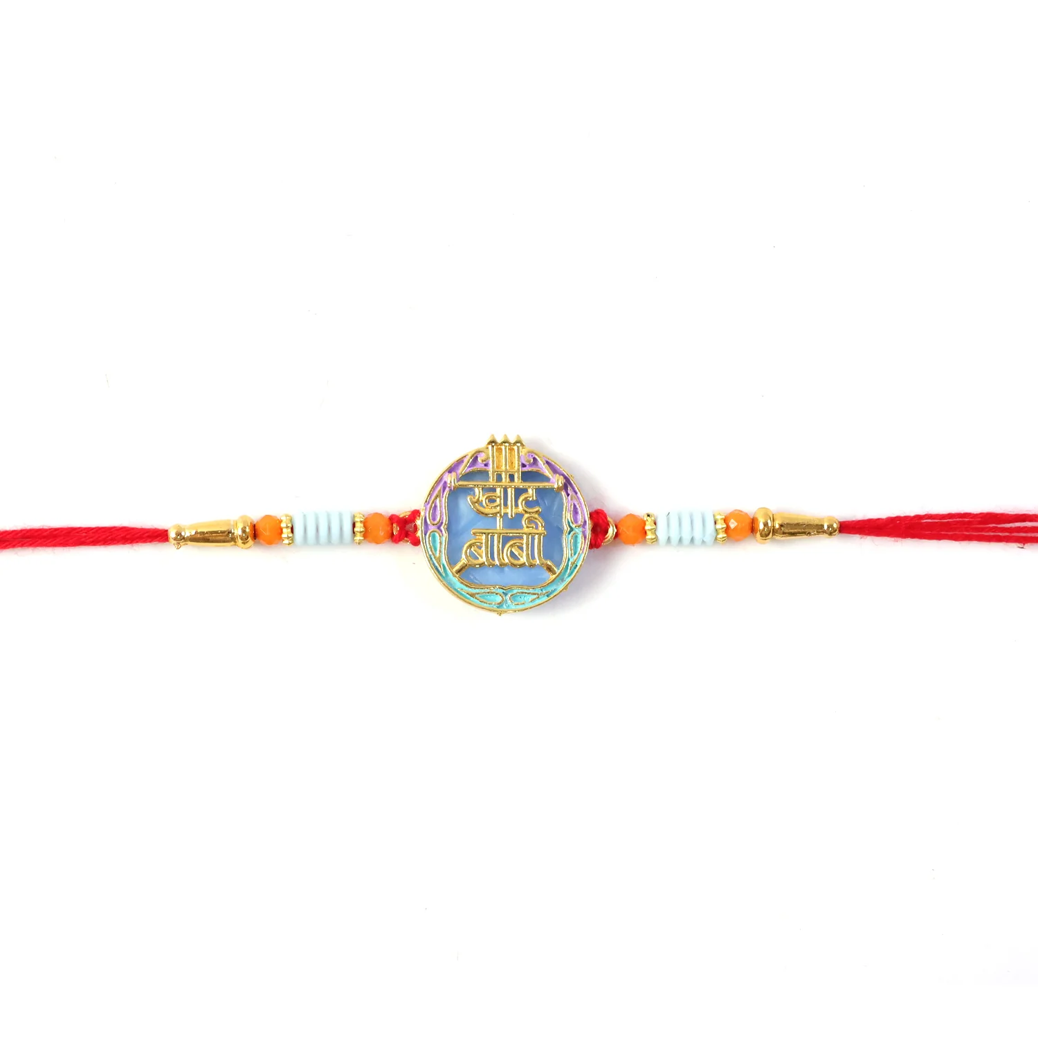 Colorful Rakhi with Decorative Beads and Religious Symbol (1 Pc) - Image 6