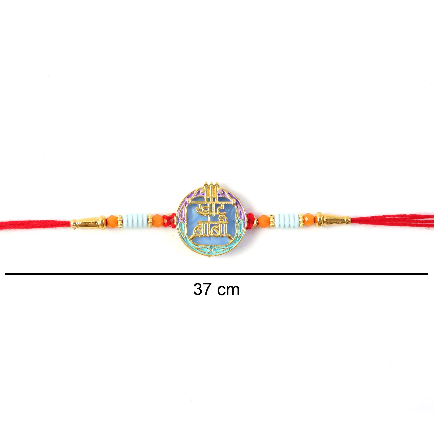 Colorful Rakhi with Decorative Beads and Religious Symbol (1 Pc) - Image 7