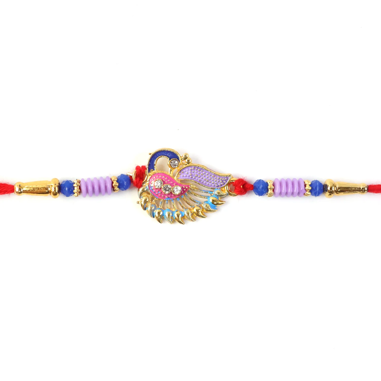 Designer Peacock Rakhi with Beads and Thread Traditional Rakhi (1 Pc) - Image 5