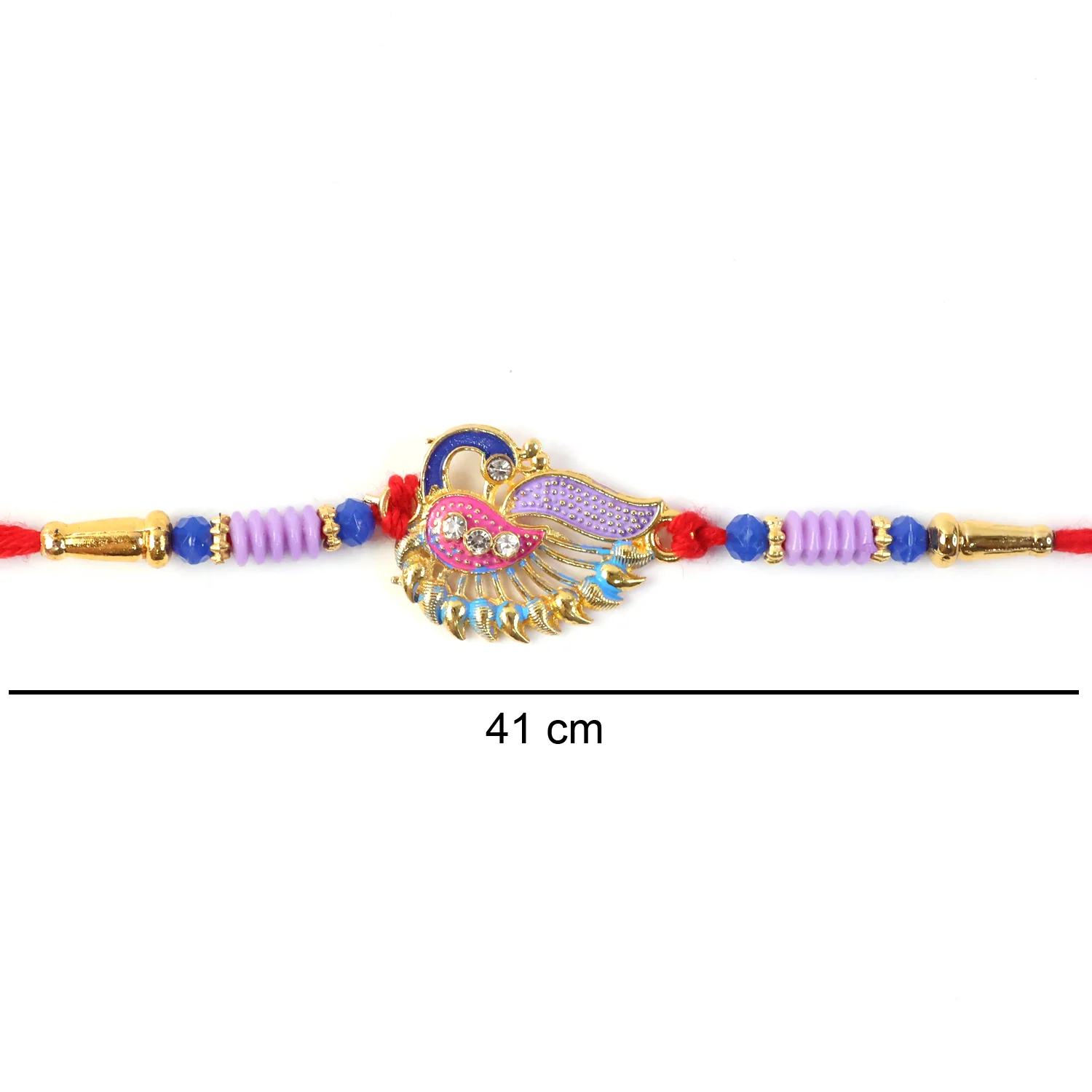 Designer Peacock Rakhi with Beads and Thread Traditional Rakhi (1 Pc) - Image 6