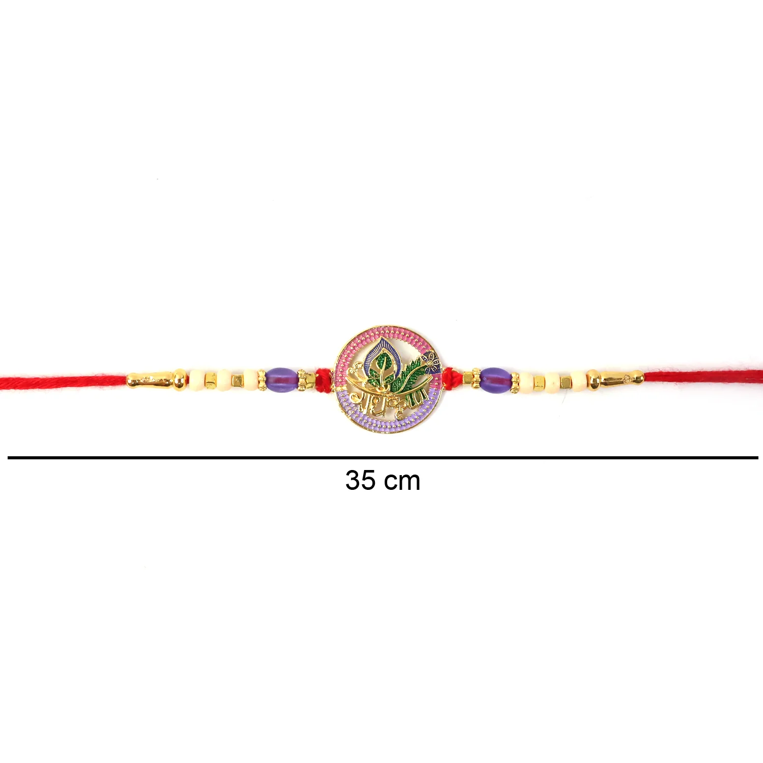 Radha Krishna Design Rakhi with Colorful Beads (1 Pc) - Image 6