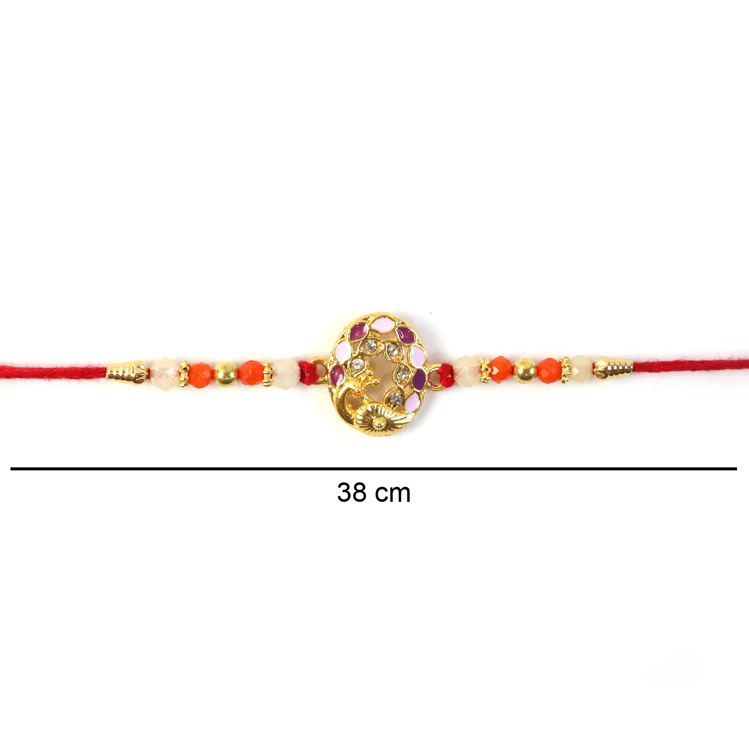 Peacock Design Rakhi with Colorful Beads (1 Pc) - Image 6