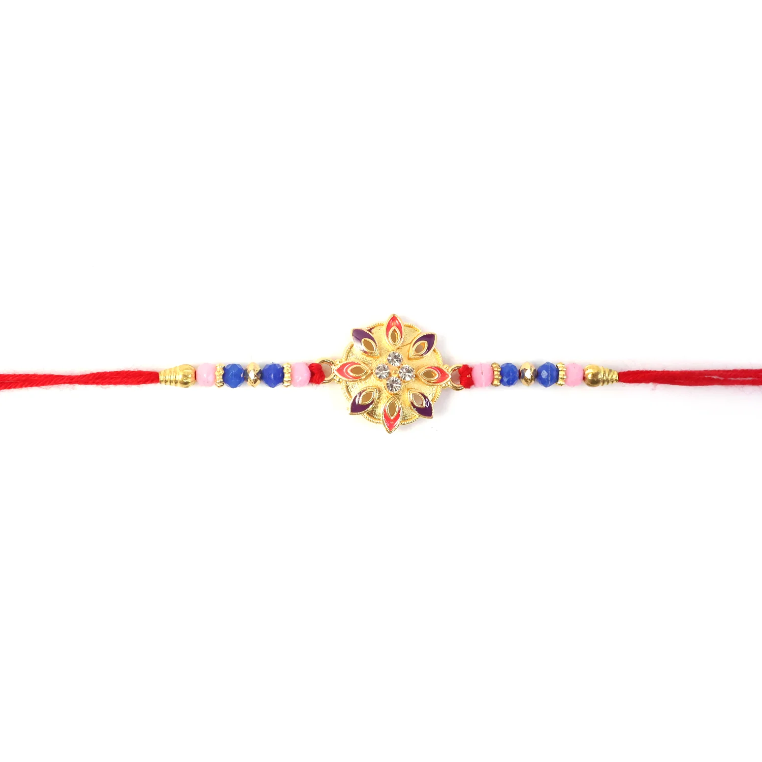 Floral Rakhi with Beads and Thread for Raksha Bandhan (1 Pc) - Image 5
