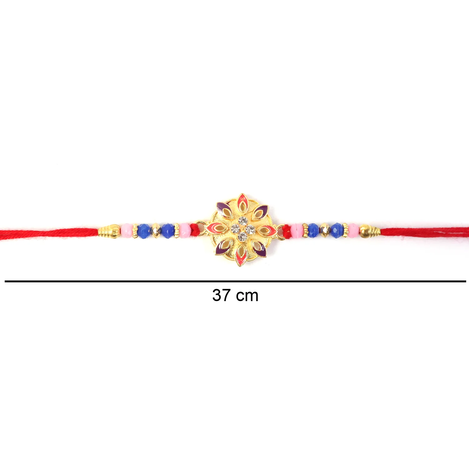 Floral Rakhi with Beads and Thread for Raksha Bandhan (1 Pc) - Image 6