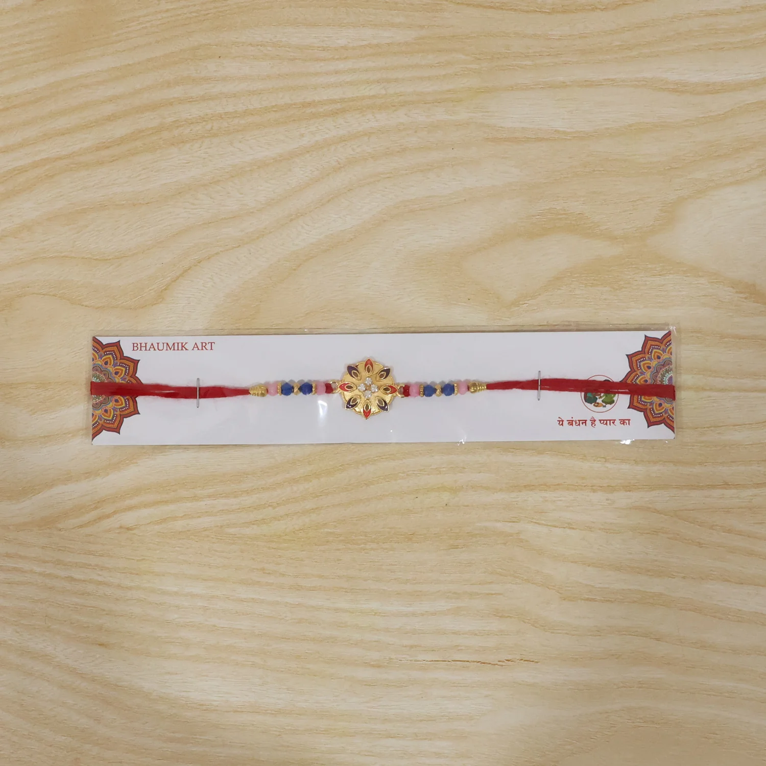 Floral Rakhi with Beads and Thread for Raksha Bandhan (1 Pc) - Image 7