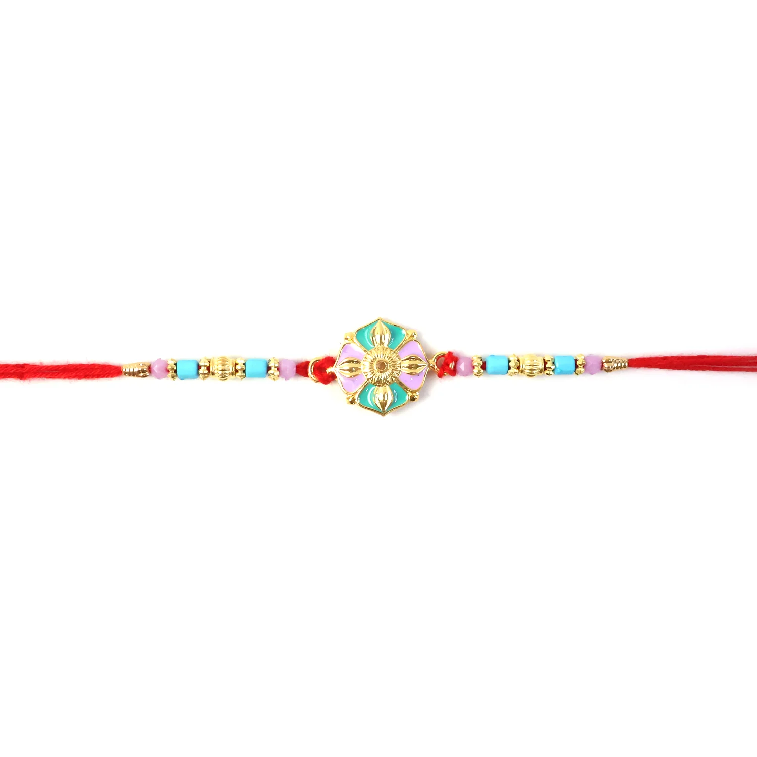 Flower Motif Rakhi with Colorful Beads (1 Pc) - Image 4