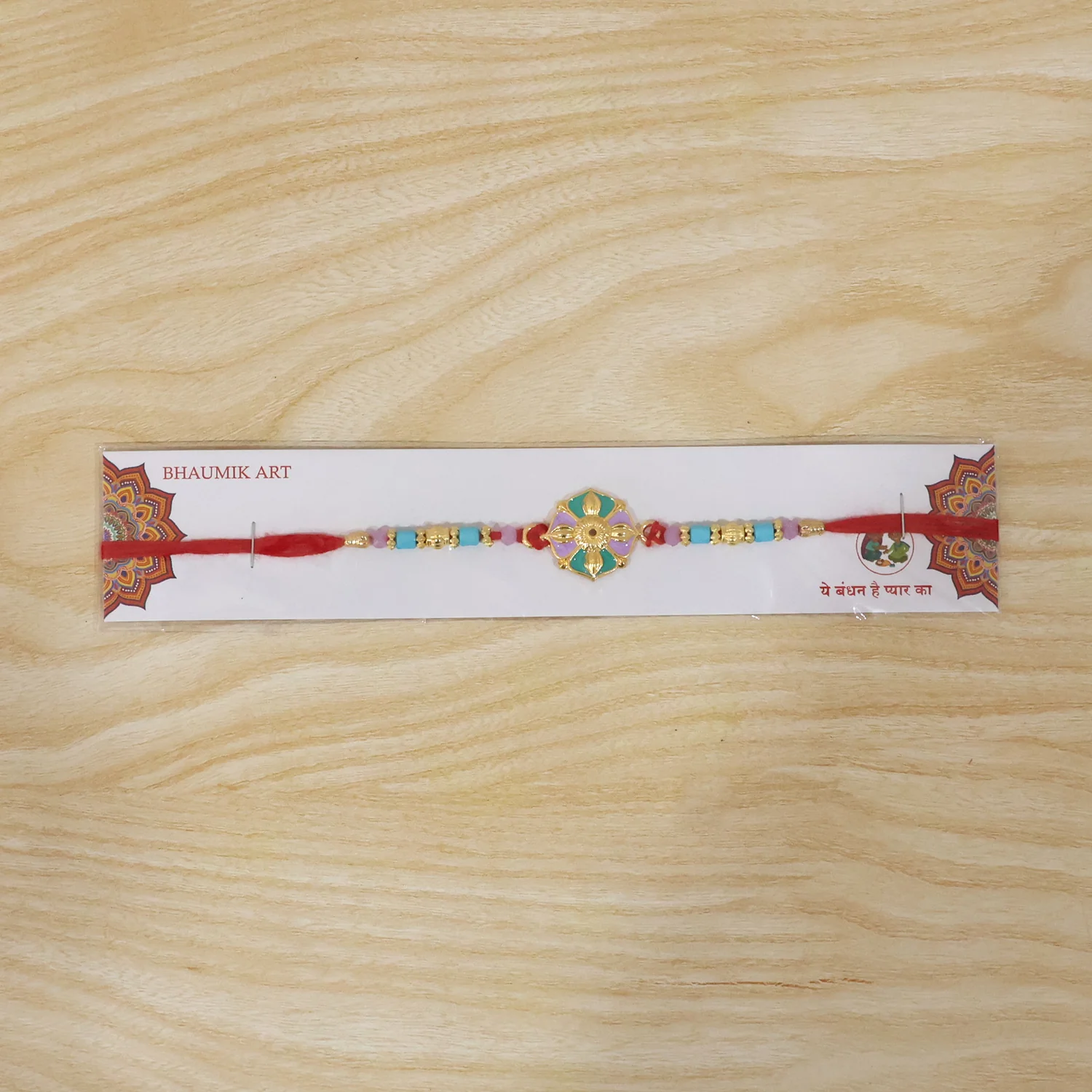 Flower Motif Rakhi with Colorful Beads (1 Pc) - Image 6