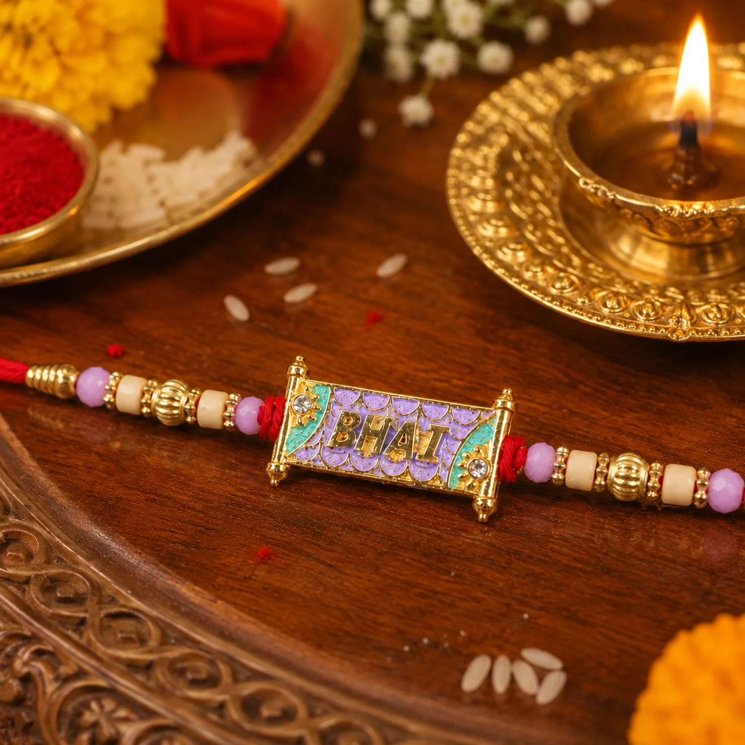 Bhai Rakhi with Colorful Beads and Thread for Raksha Bandhan - Image 2