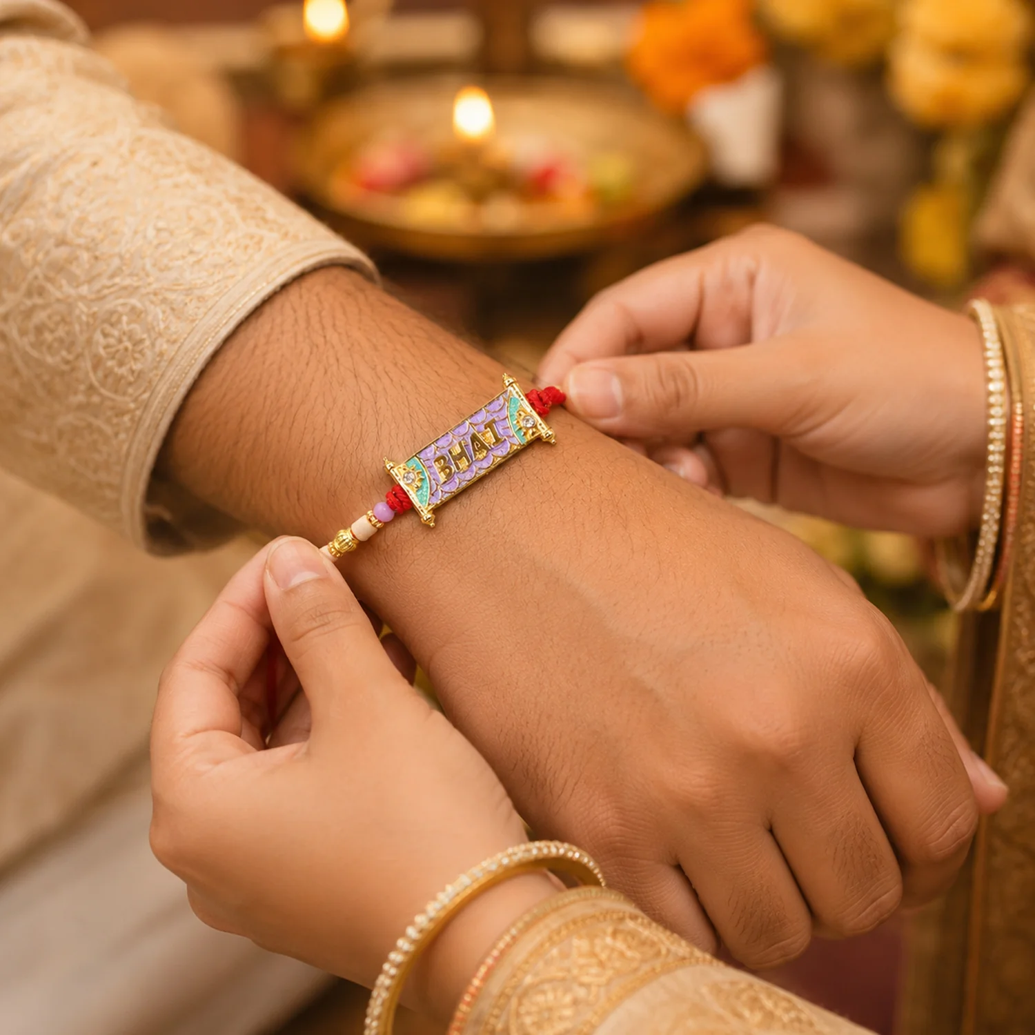 Bhai Rakhi with Colorful Beads and Thread for Raksha Bandhan - Image 3