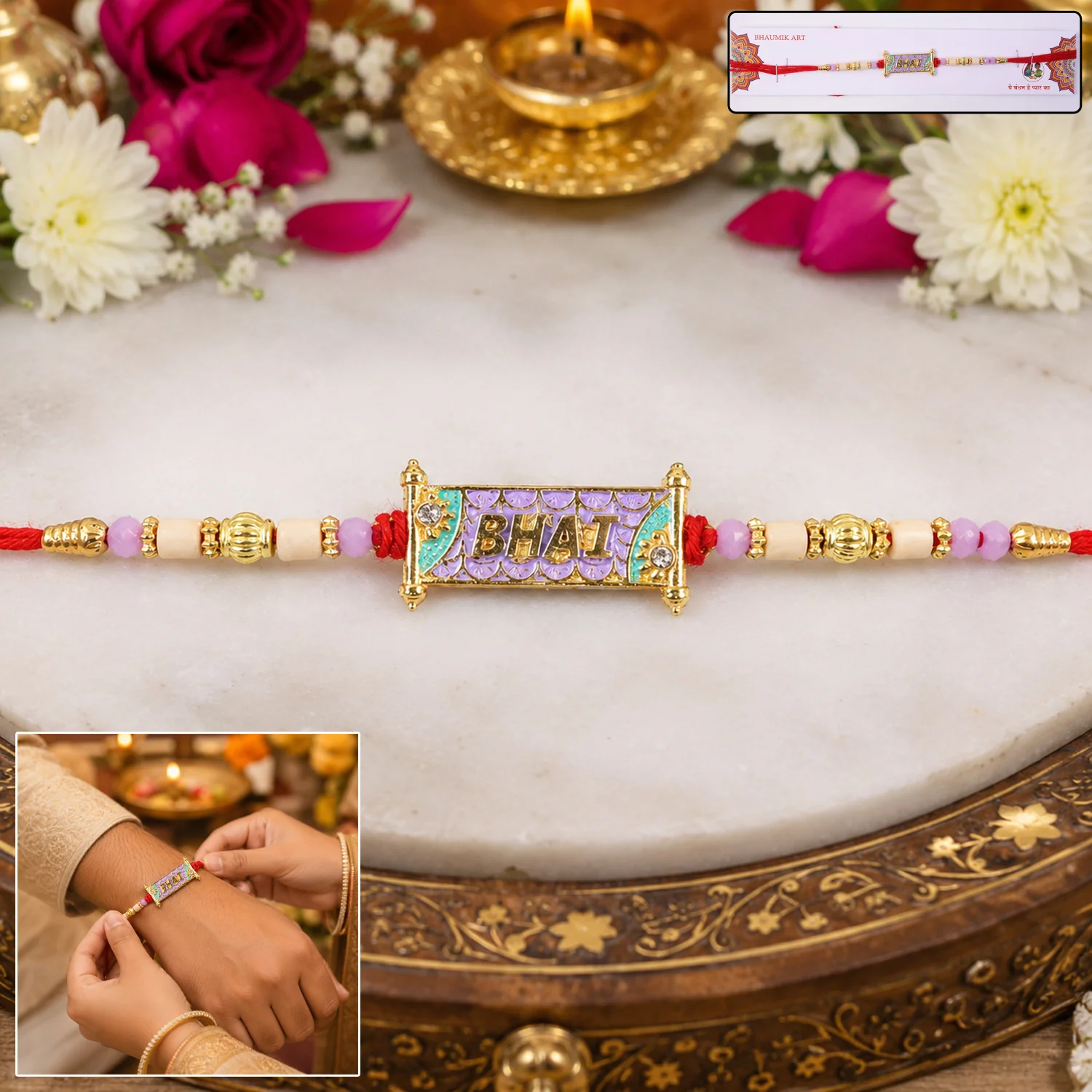 Bhai Rakhi with Colorful Beads and Thread for Raksha Bandhan - Image 4