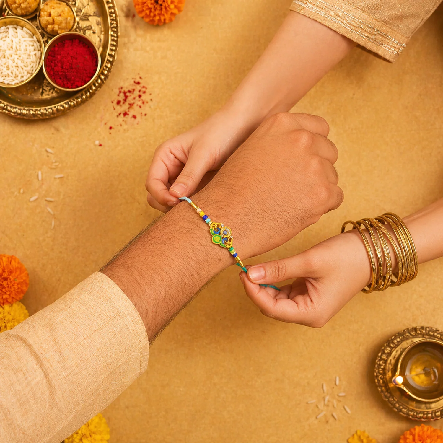 Peacock Design Premium Rakhi (1 Pc) - Image 4