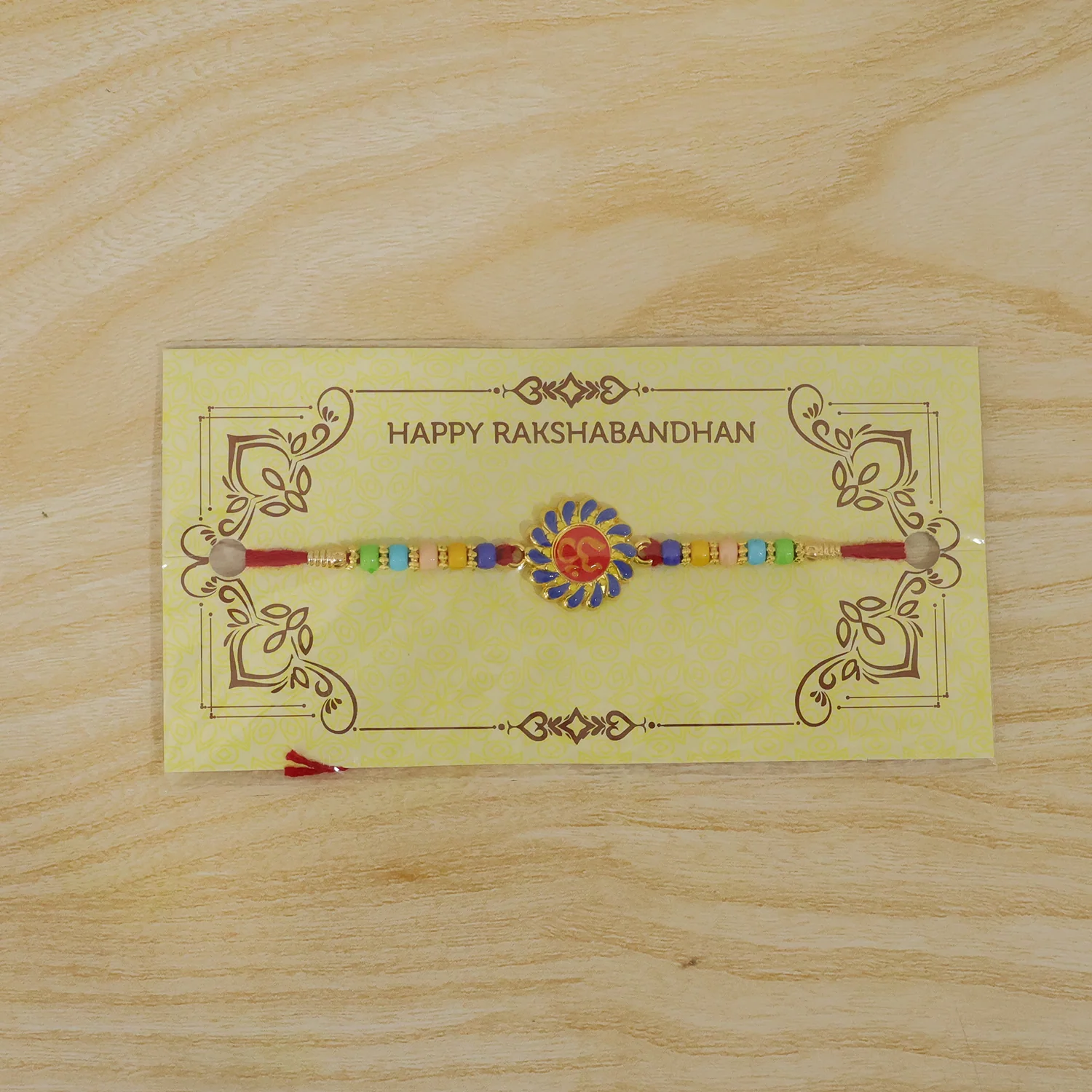 Om Designer Rakhi with Multicolor Beads (1 Pc) - Image 9