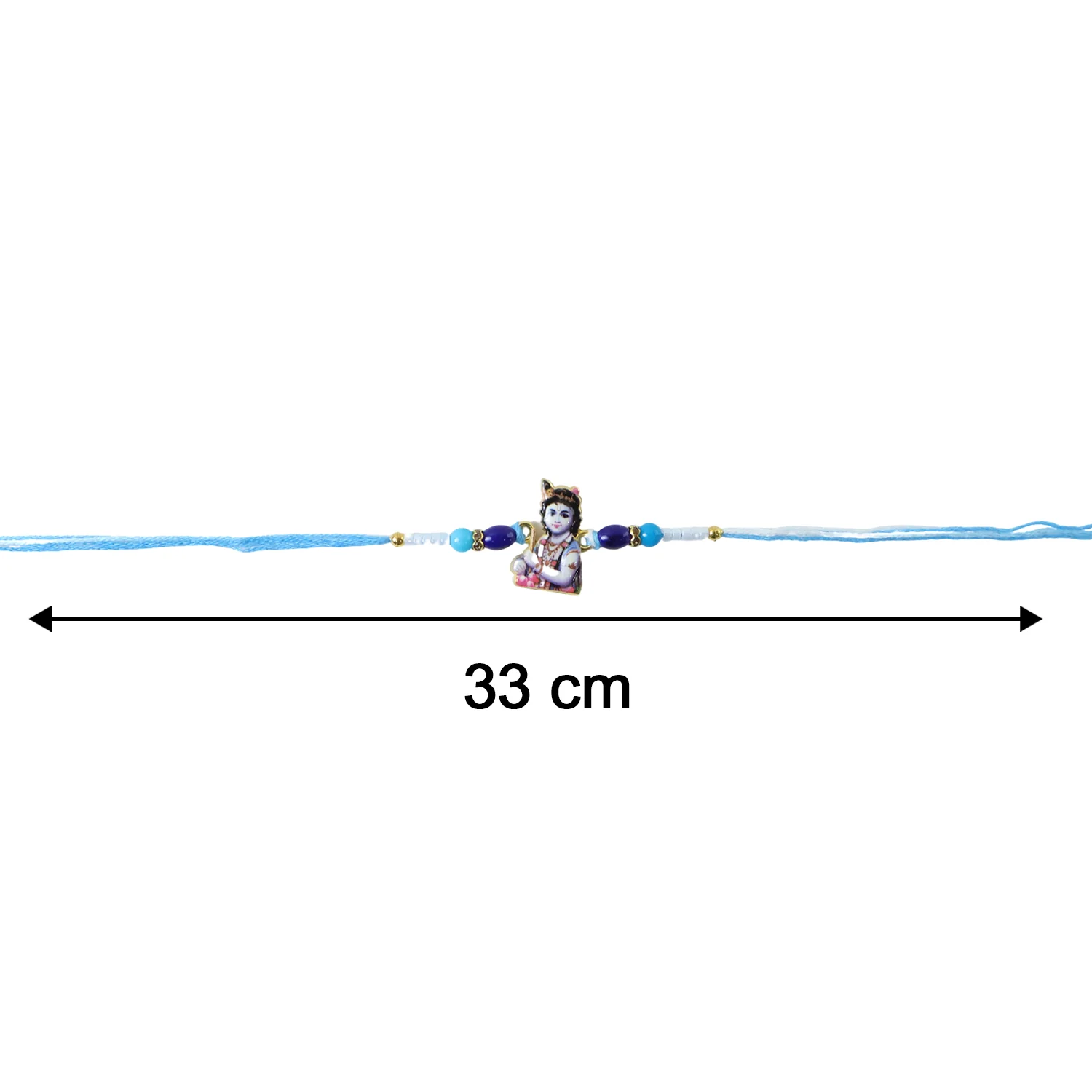 Lord Krishna Designer Rakhi with Blue Beads (1 Pc) - Image 7