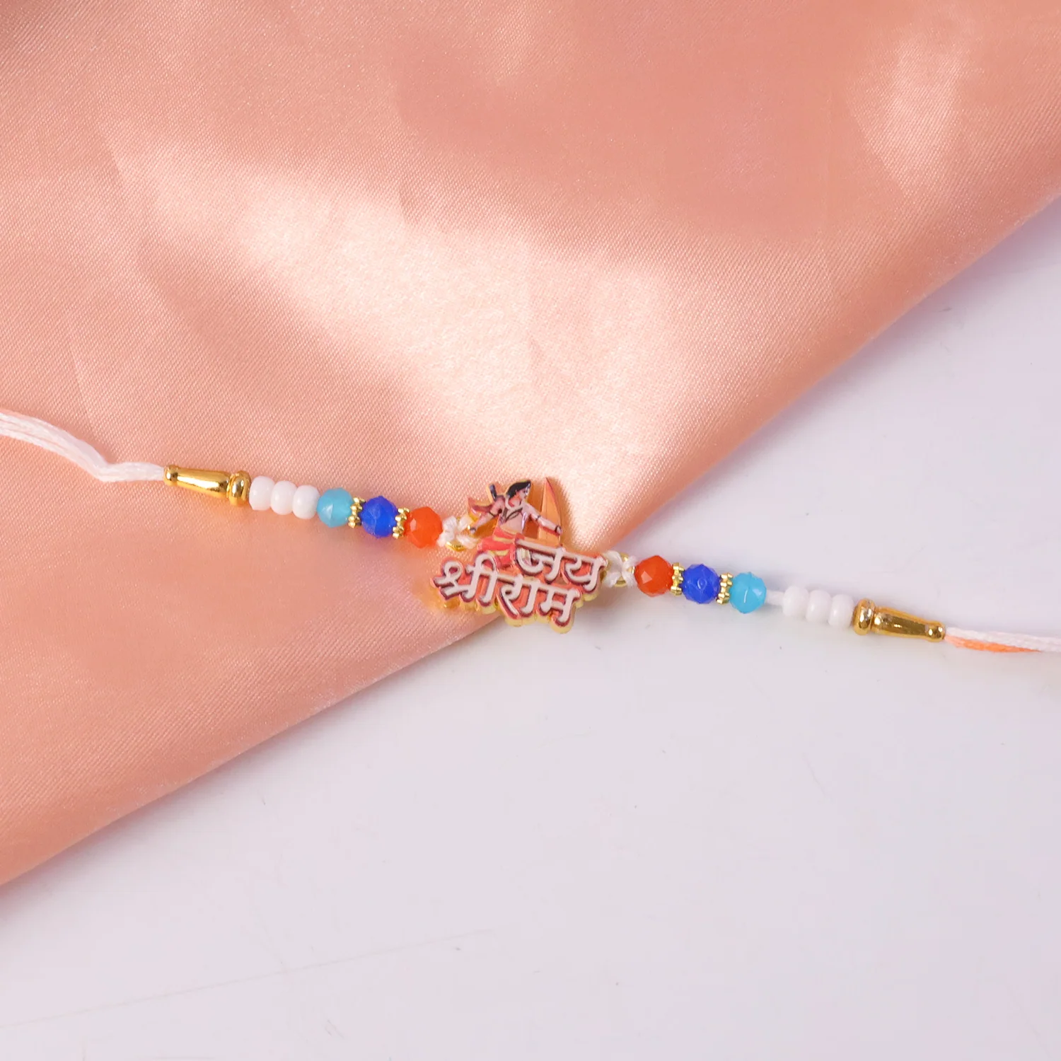 Lord Ram Designer Rakhi with Colorful Beads (1 Pc) - Image 5