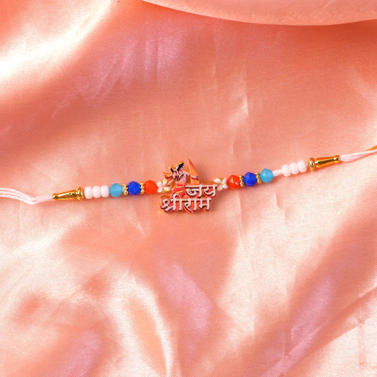 Lord Ram Designer Rakhi with Colorful Beads (1 Pc) - Image 8