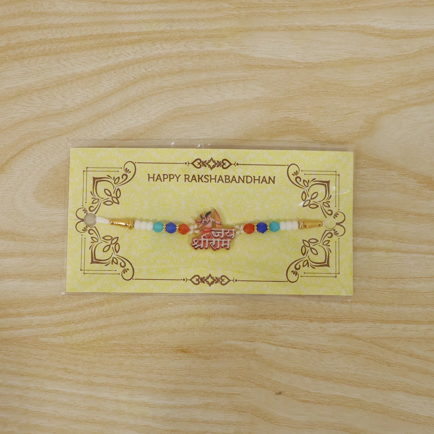 Lord Ram Designer Rakhi with Colorful Beads (1 Pc) - Image 9