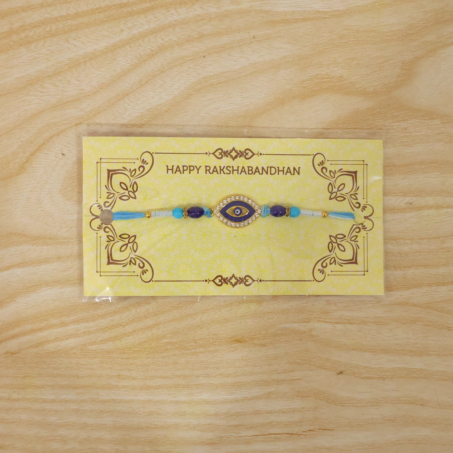Evil Eye Designer Rakhi with Blue Beads (1 Pc) - Image 9