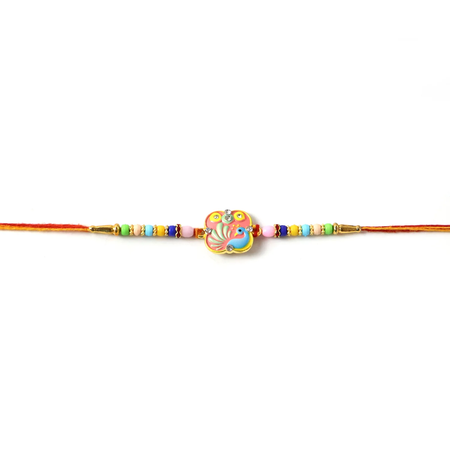Peacock Design Designer Rakhi with Multicolor Beads (1 Pc) - Image 6