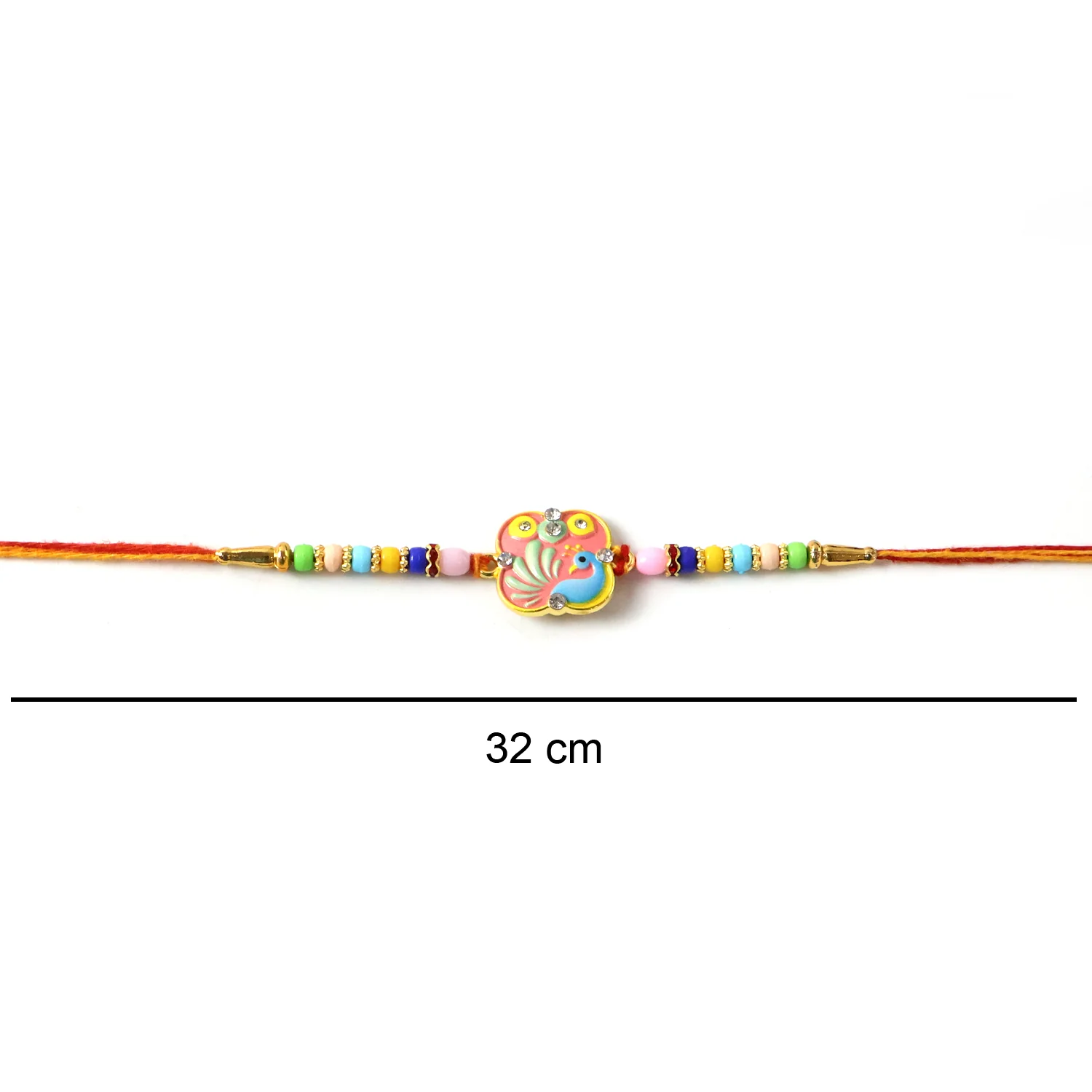 Peacock Design Designer Rakhi with Multicolor Beads (1 Pc) - Image 7
