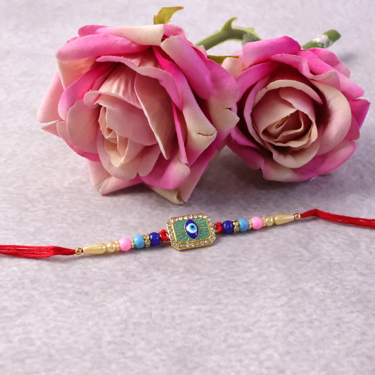 Colorful Evil Eye Designer Rakhi with Beads (1 Pc) - Image 5
