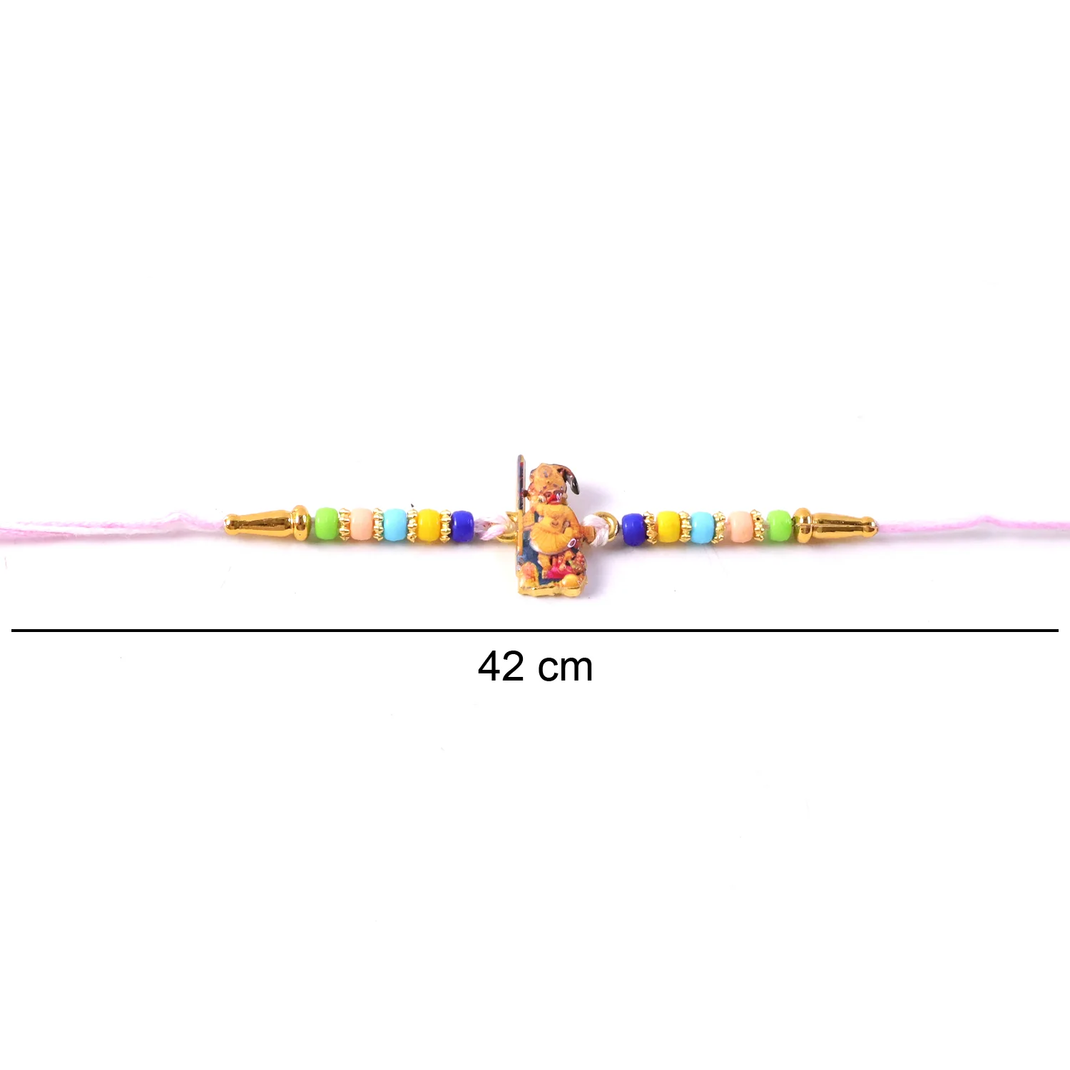 Hanuman Ji Designer Rakhi with Colorful Beads (1 Pc) - Image 7