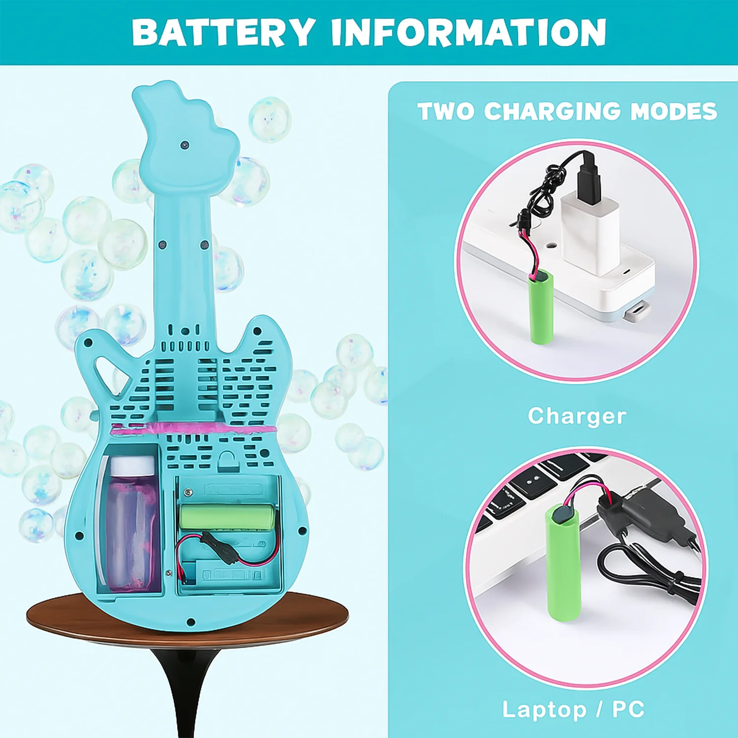 Electric Automatic Guitar-Shaped Bubble Machine set - Image 6