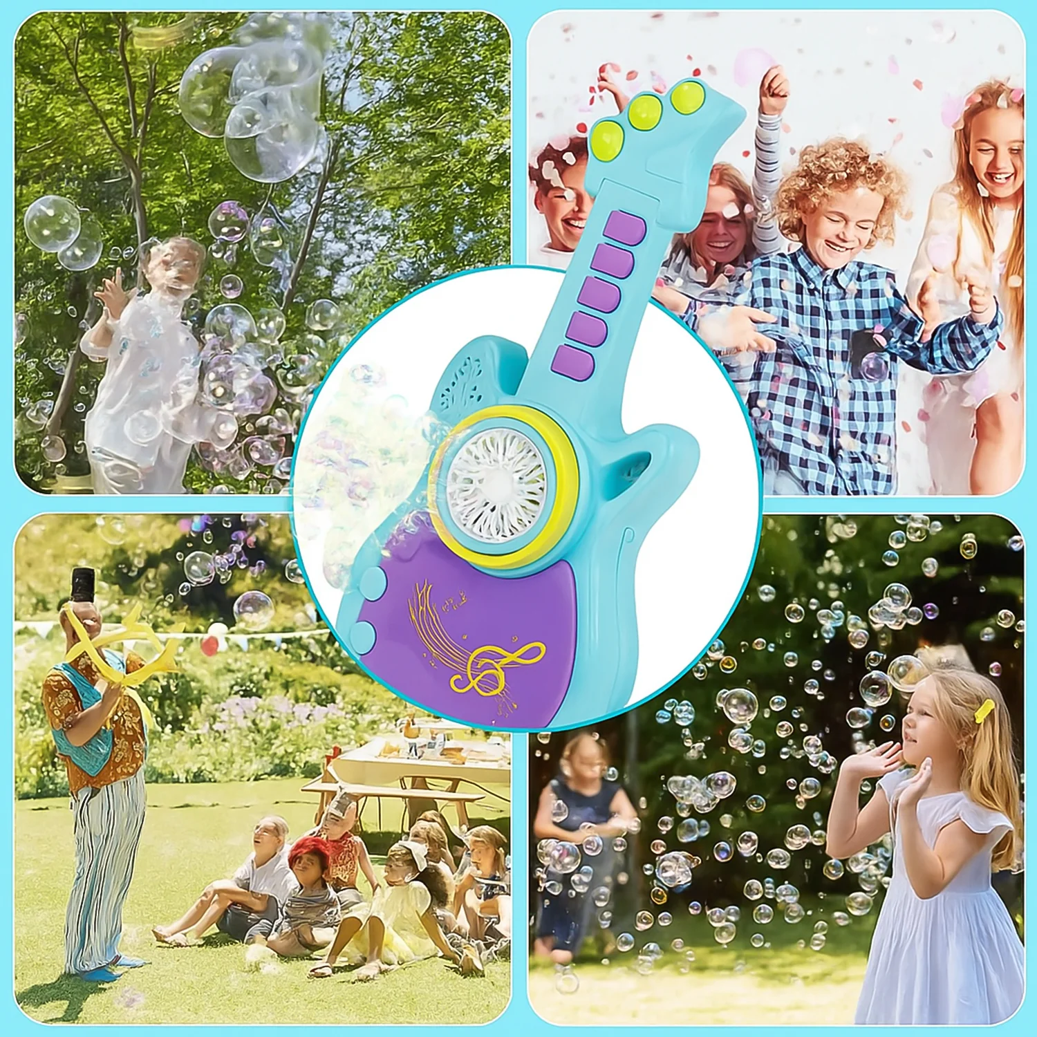 Electric Automatic Guitar-Shaped Bubble Machine set - Image 7