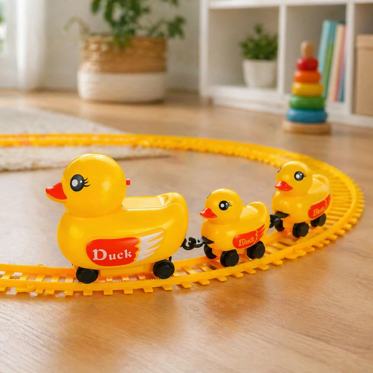 Electric Duck Toy Train Set with Track, Light & Sound for Kids Playtime Fun - Image 2