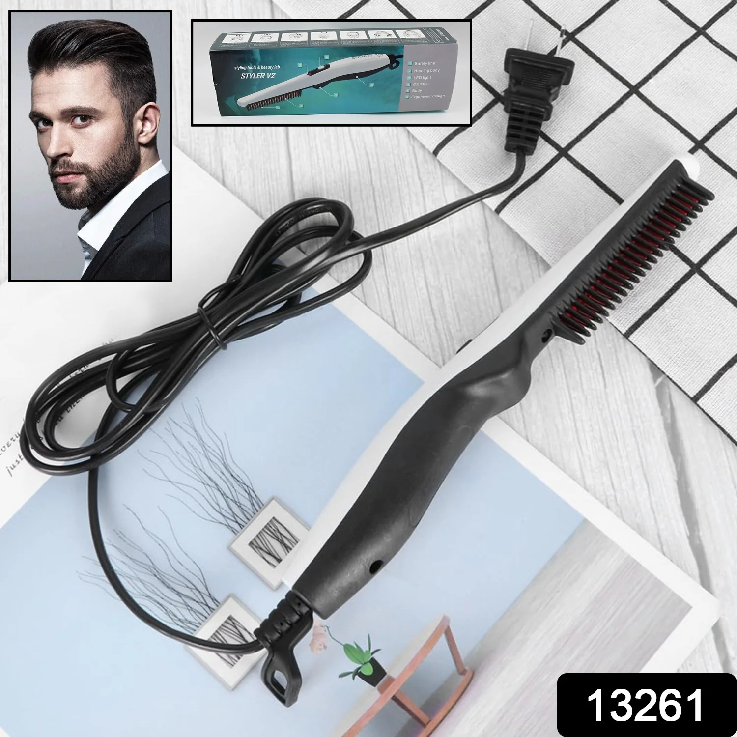 Electric Hair Straightening Comb Portable Straight Beard Comb (1 Pc) - Image 2