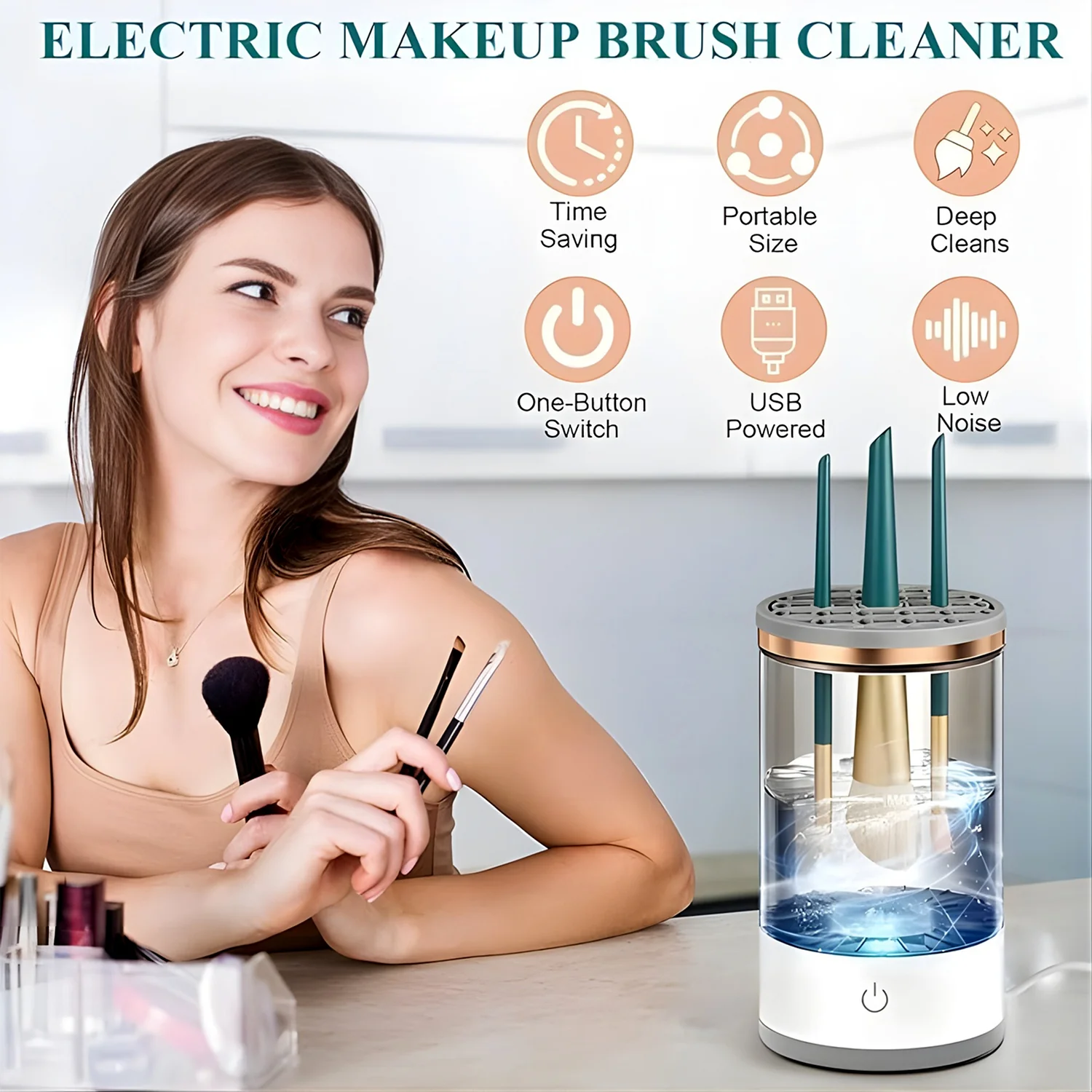 Electric Makeup Brush Cleaner Dryer – Automatic USB Rechargeable Brush Washing - Image 7