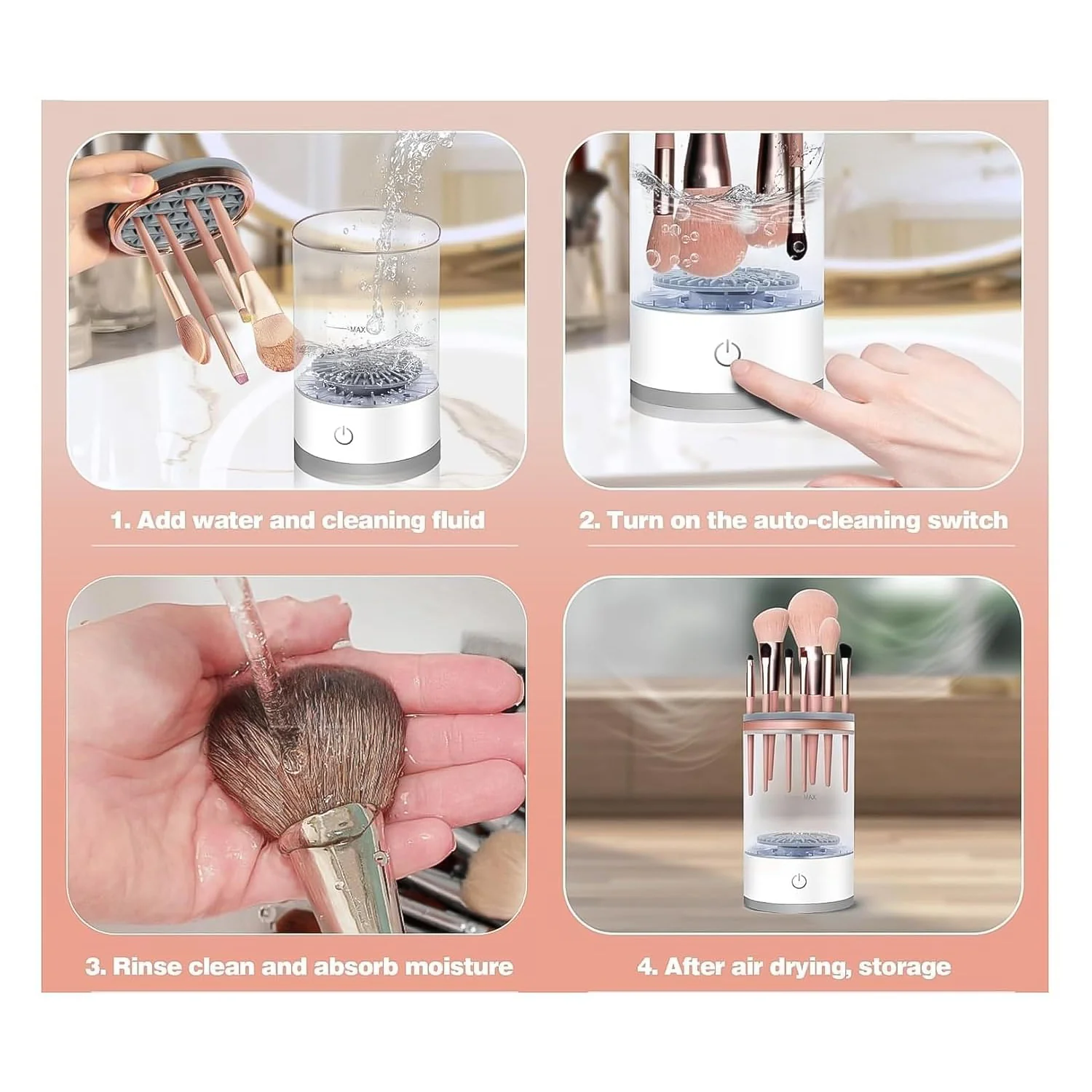 Electric Makeup Brush Cleaner Dryer – Automatic USB Rechargeable Brush Washing - Image 9