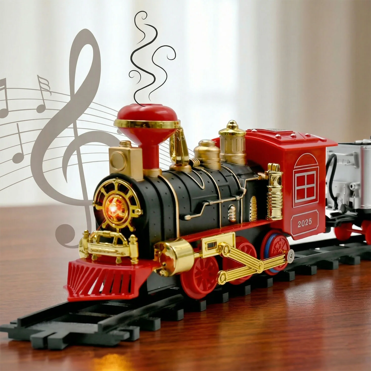 Electric Musical Choo Choo Train Toy Set with Track – Light & Sound Kids Play Train Set - Image 2
